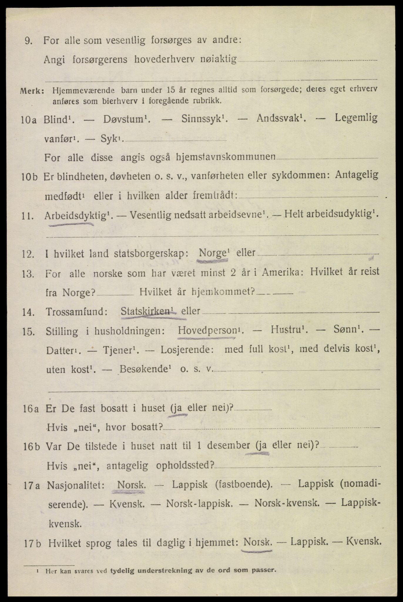 SAT, 1920 census for Hadsel, 1920, p. 20497