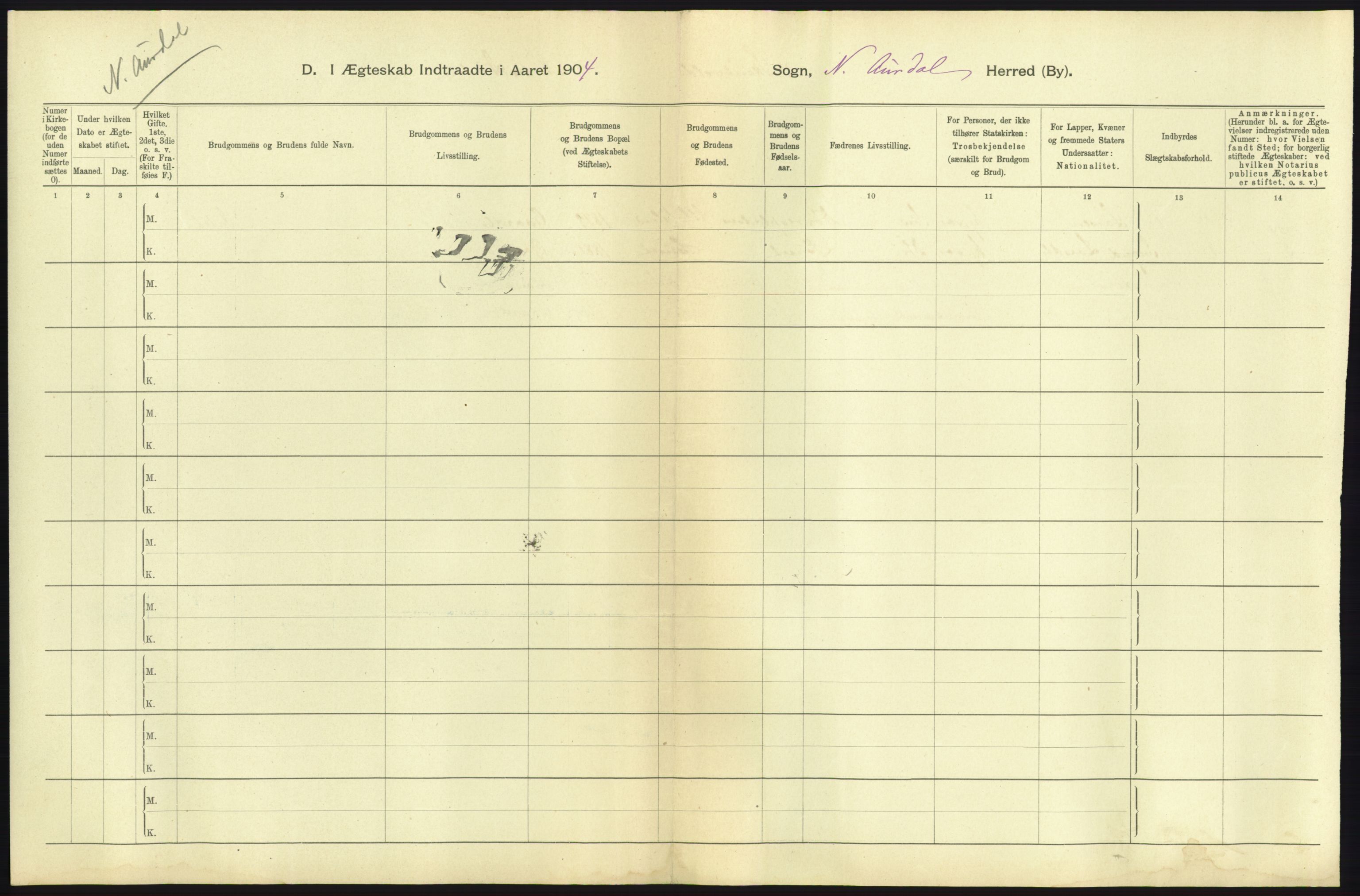 Statistisk sentralbyrå, Sosiodemografiske emner, Befolkning, AV/RA-S-2228/D/Df/Dfa/Dfab/L0006: Kristians amt: Fødte, gifte, døde, 1904, p. 709