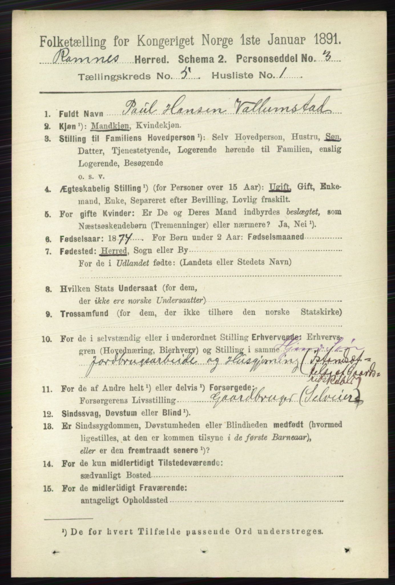 RA, 1891 census for 0718 Ramnes, 1891, p. 2546