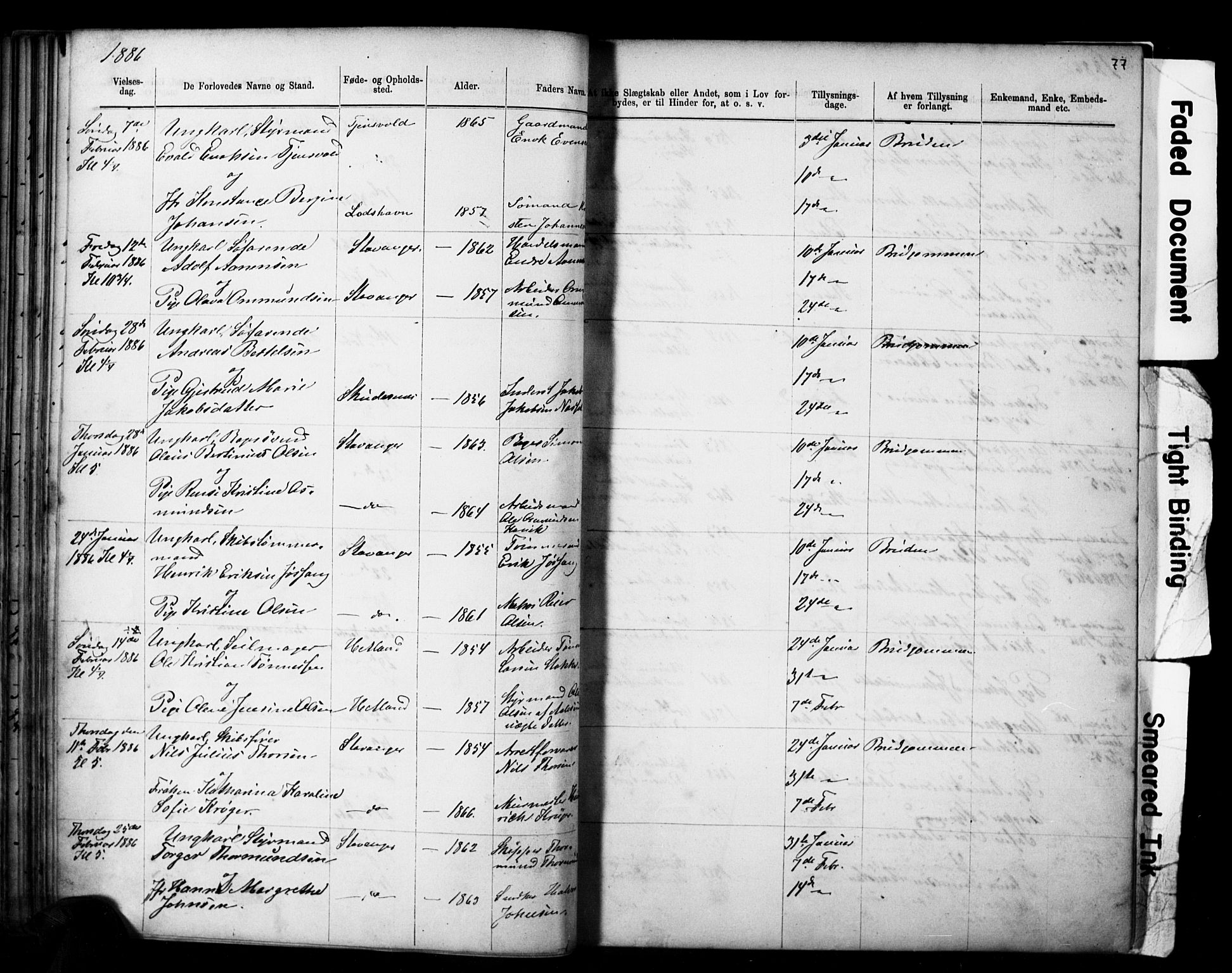 Domkirken sokneprestkontor, SAST/A-101812/001/30/30BB/L0014: Parish register (copy) no. B 14, 1875-1902, p. 77