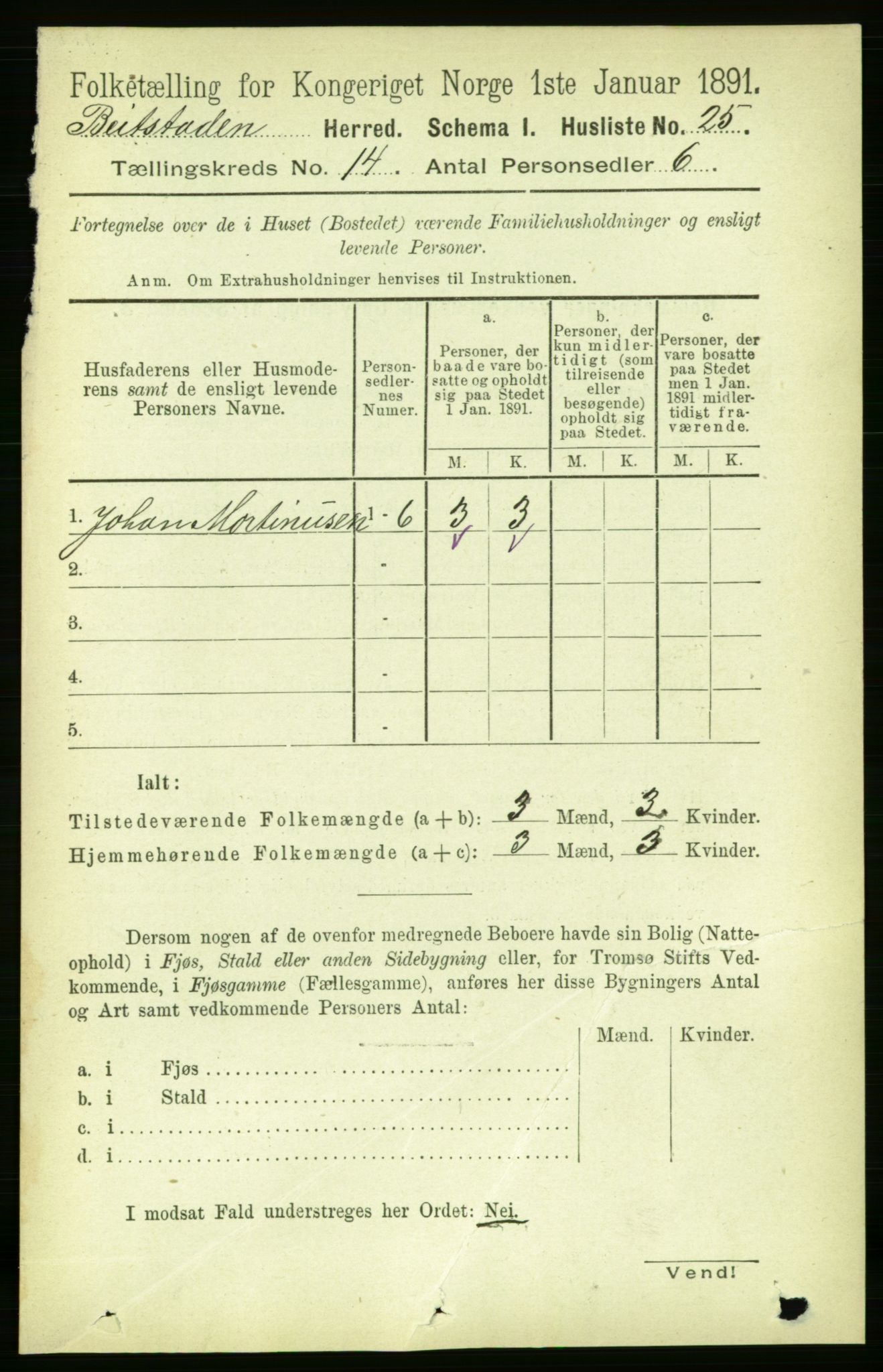 RA, 1891 census for 1727 Beitstad, 1891, p. 3845