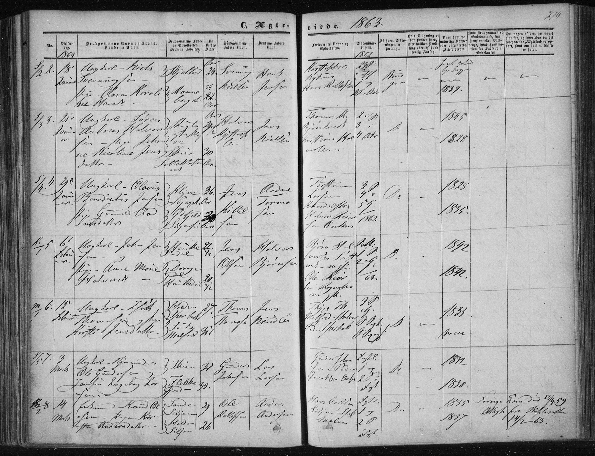 Solum kirkebøker, SAKO/A-306/F/Fa/L0007: Parish register (official) no. I 7, 1856-1864, p. 274