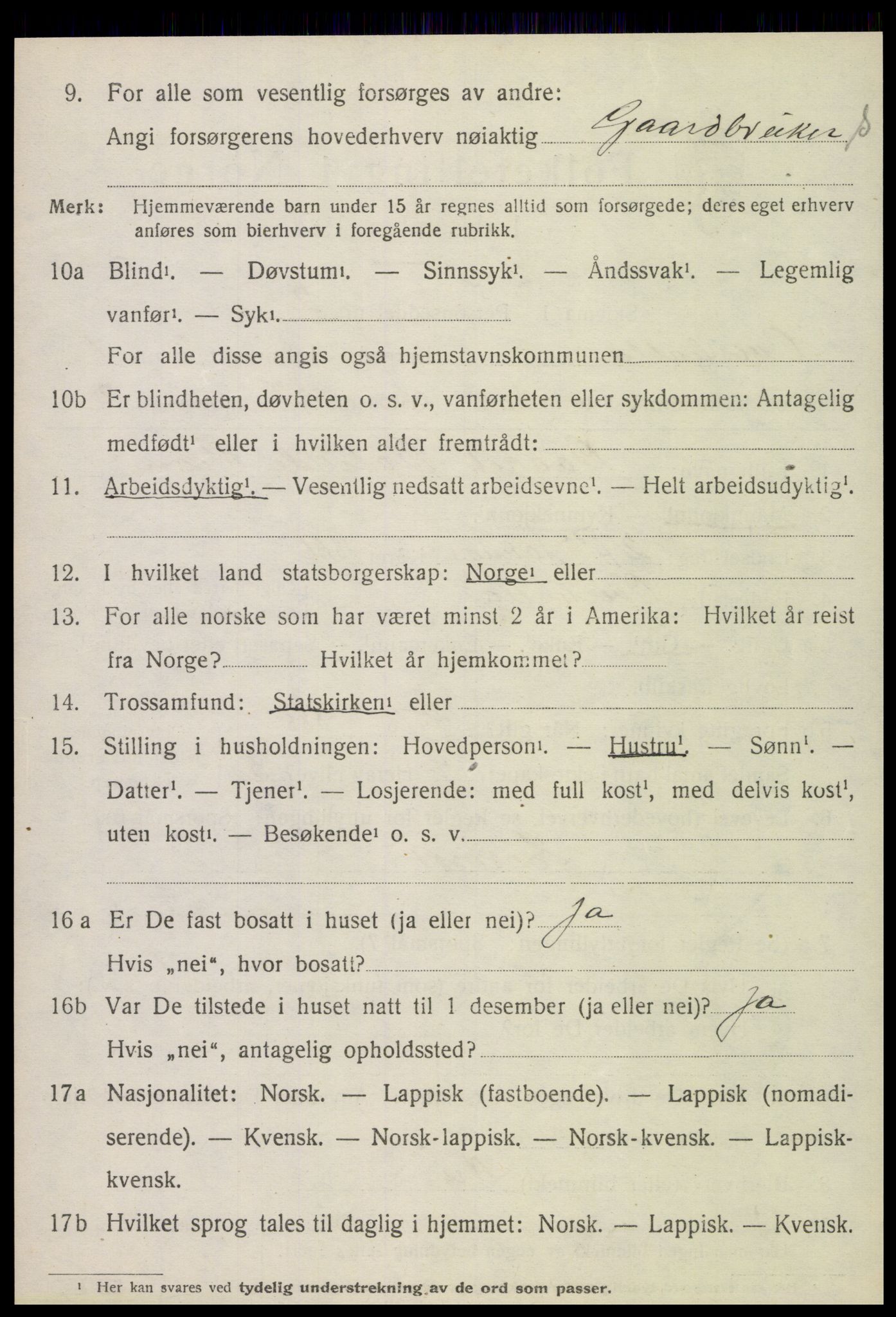 SAT, 1920 census for Overhalla, 1920, p. 961