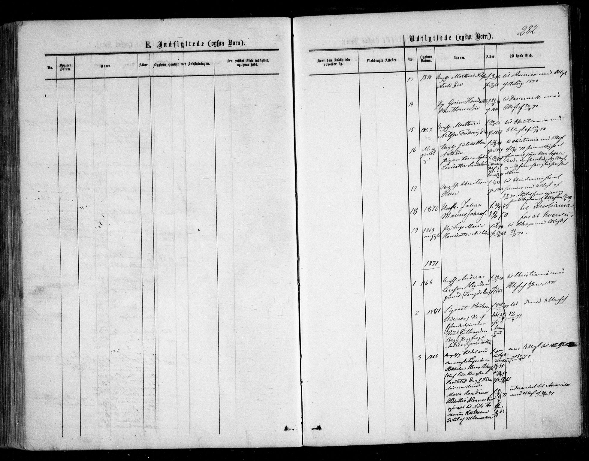 Nes prestekontor Kirkebøker, AV/SAO-A-10410/F/Fc/L0001: Parish register (official) no. III 1, 1859-1882, p. 282