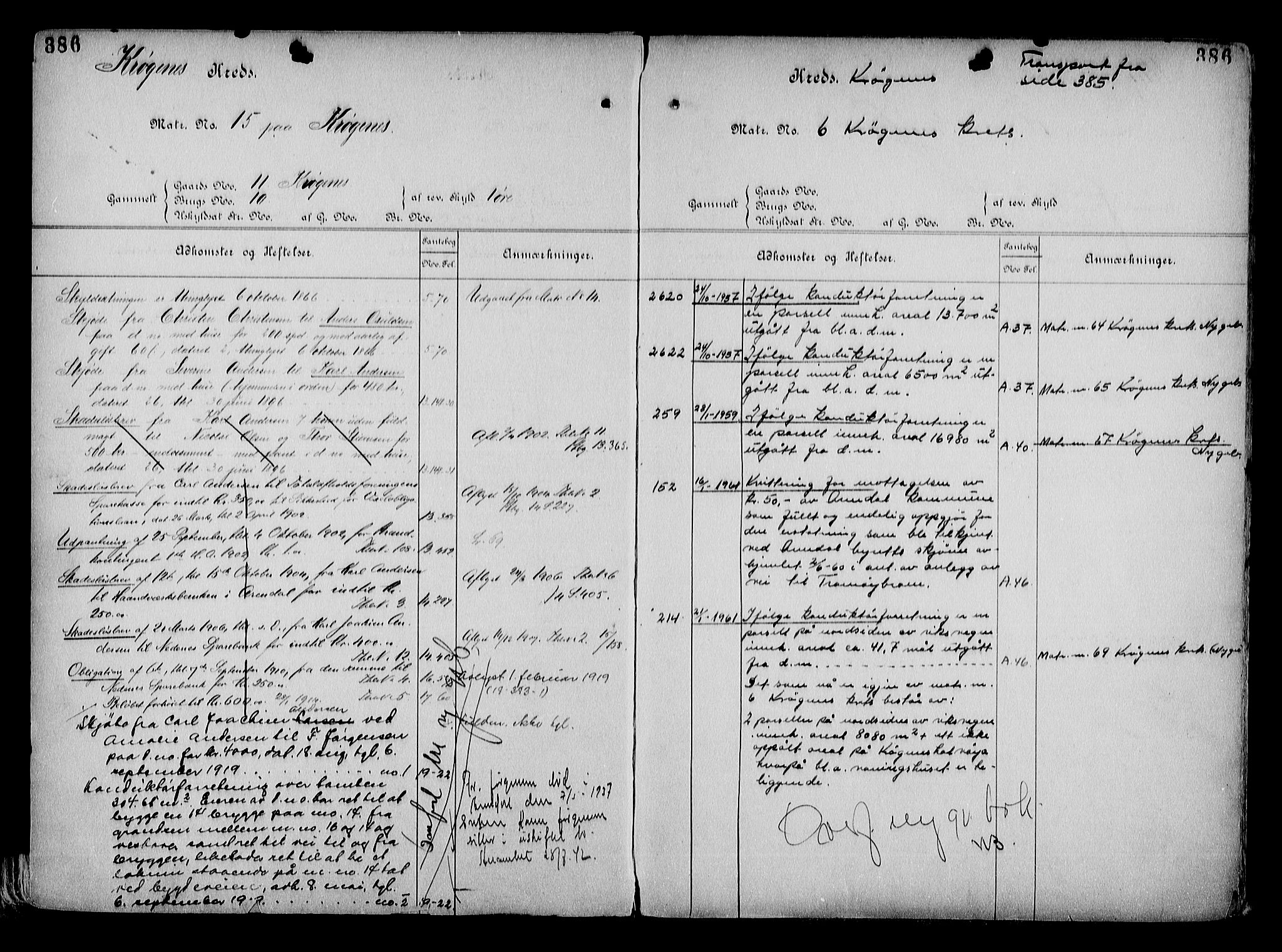 Arendal byfogd, AV/SAK-1222-0001/G/Ga/L0015: Mortgage register no. 13, 1860-1960, p. 386