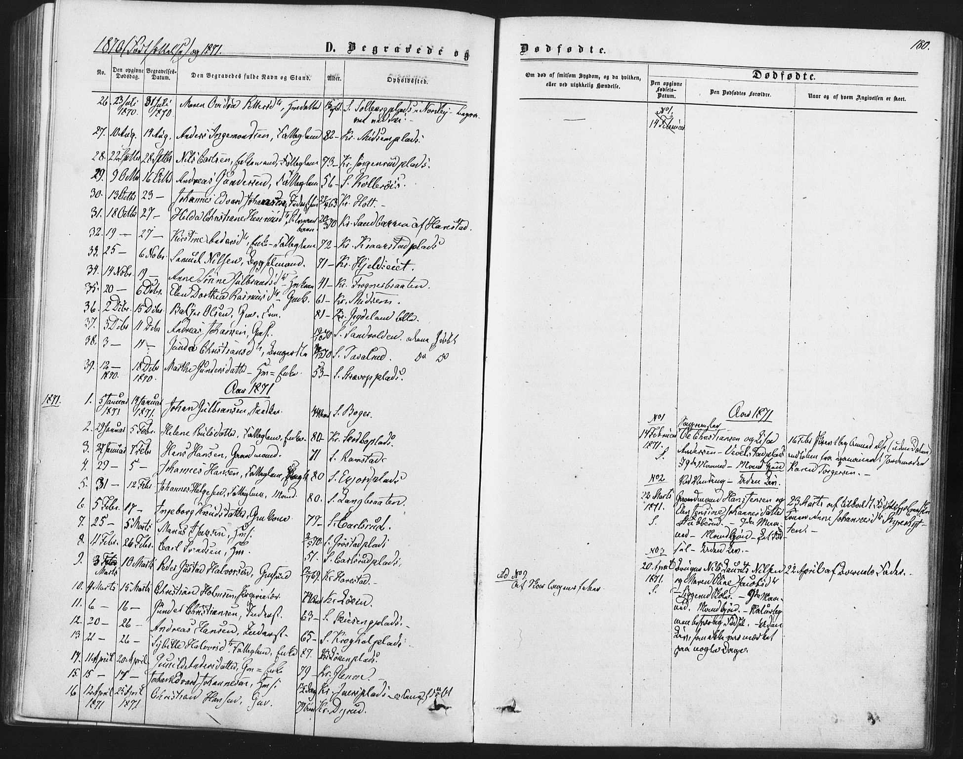 Kråkstad prestekontor Kirkebøker, SAO/A-10125a/F/Fa/L0008: Parish register (official) no. I 8, 1870-1879, p. 180