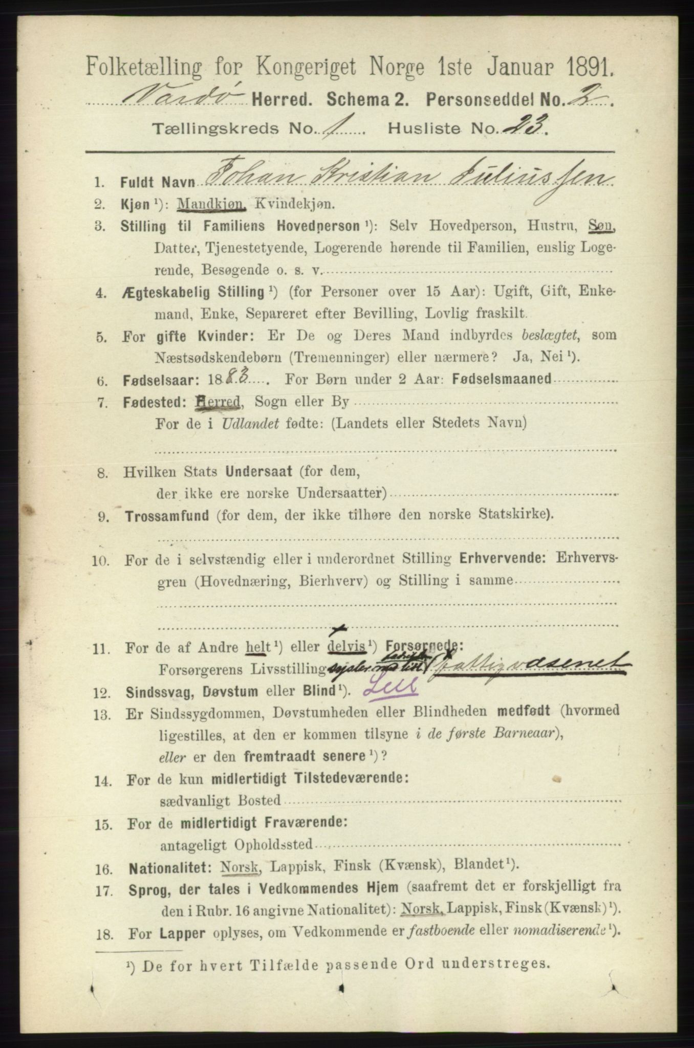 RA, 1891 census for 2028 Vardø, 1891, p. 180