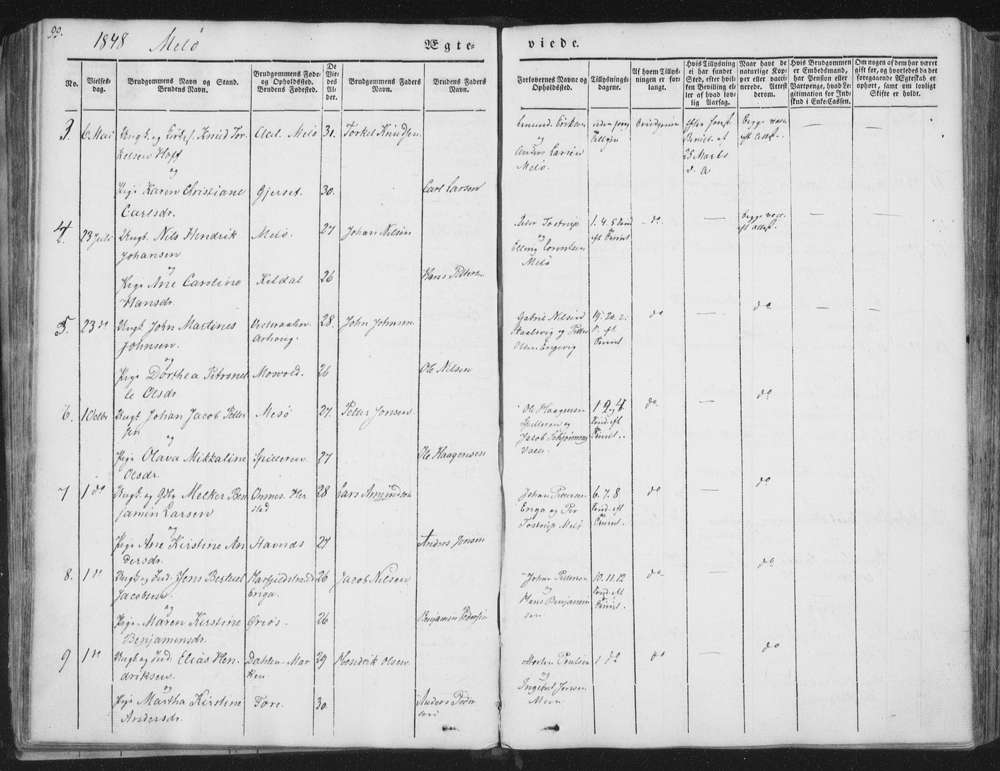 Ministerialprotokoller, klokkerbøker og fødselsregistre - Nordland, AV/SAT-A-1459/841/L0604: Parish register (official) no. 841A09 /2, 1845-1862, p. 99