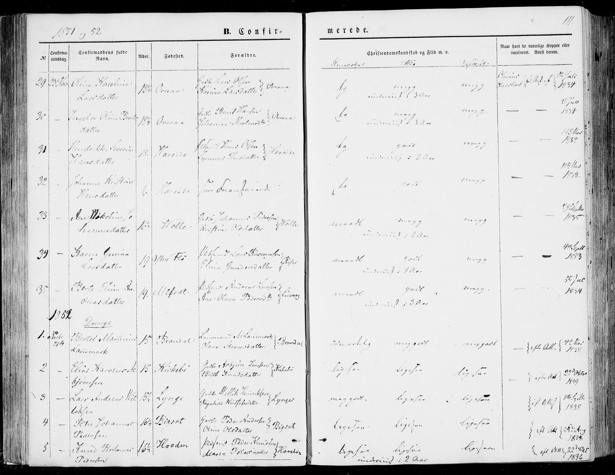 Ministerialprotokoller, klokkerbøker og fødselsregistre - Møre og Romsdal, SAT/A-1454/510/L0121: Parish register (official) no. 510A01, 1848-1877, p. 111