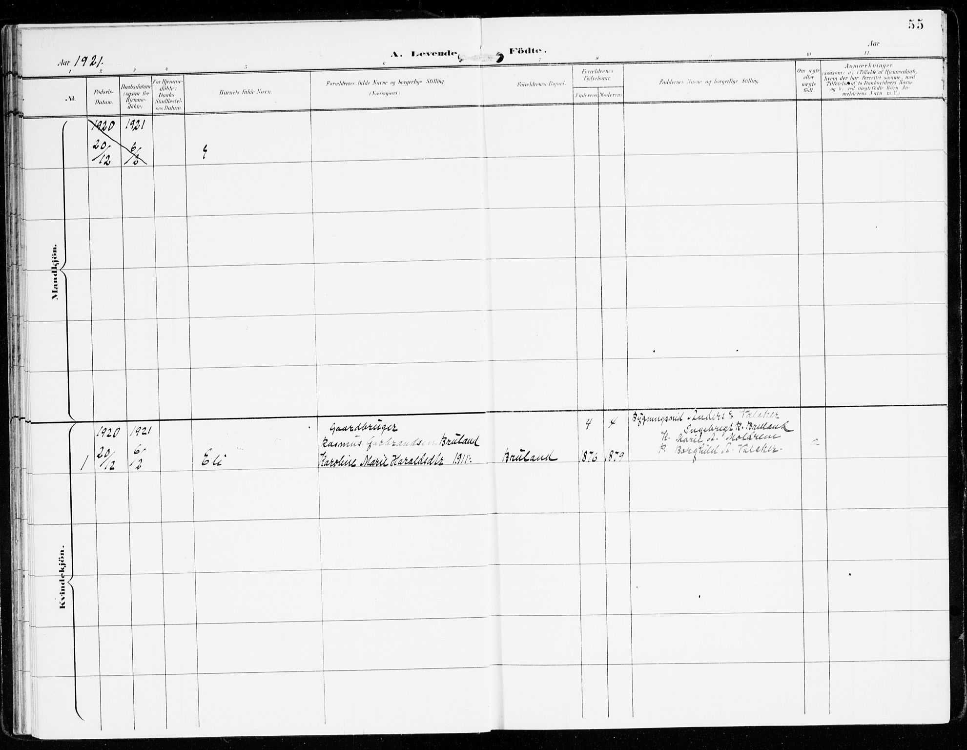 Innvik sokneprestembete, AV/SAB-A-80501: Parish register (official) no. D 2, 1900-1921, p. 55