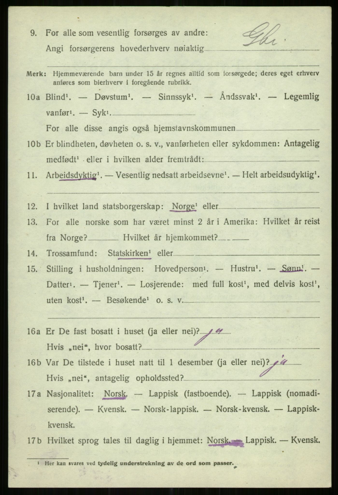 SATØ, 1920 census for Helgøy, 1920, p. 1582