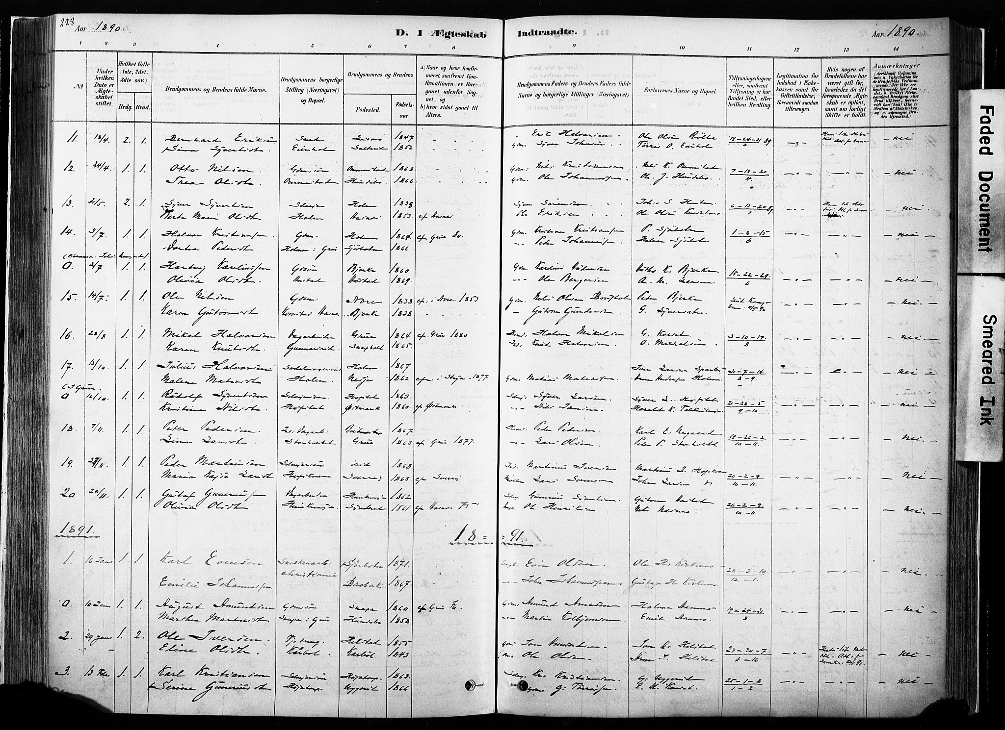 Hof prestekontor, SAH/PREST-038/H/Ha/Haa/L0010: Parish register (official) no. 10, 1878-1909, p. 228