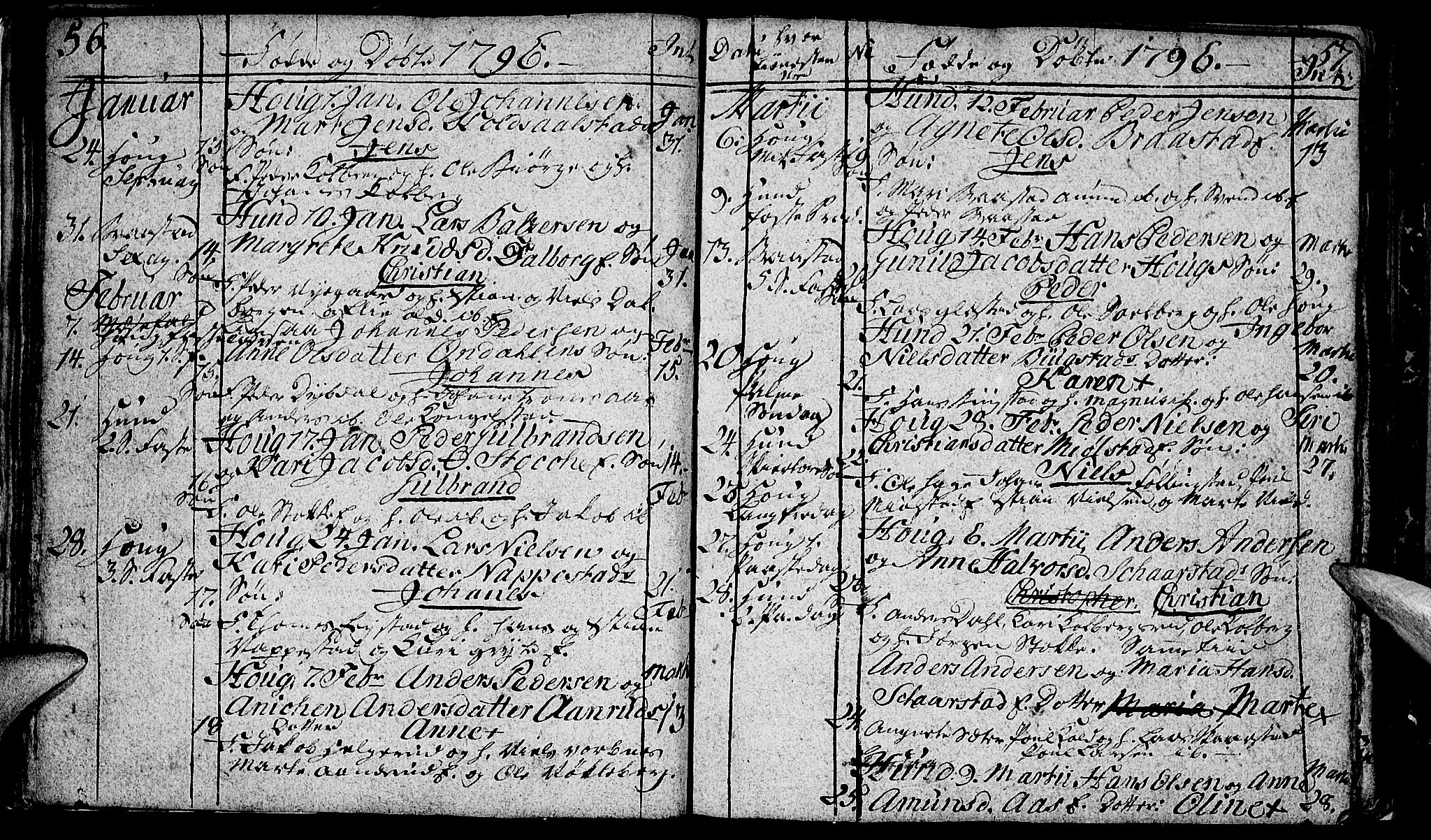 Vardal prestekontor, SAH/PREST-100/H/Ha/Hab/L0002: Parish register (copy) no. 2, 1790-1803, p. 56-57