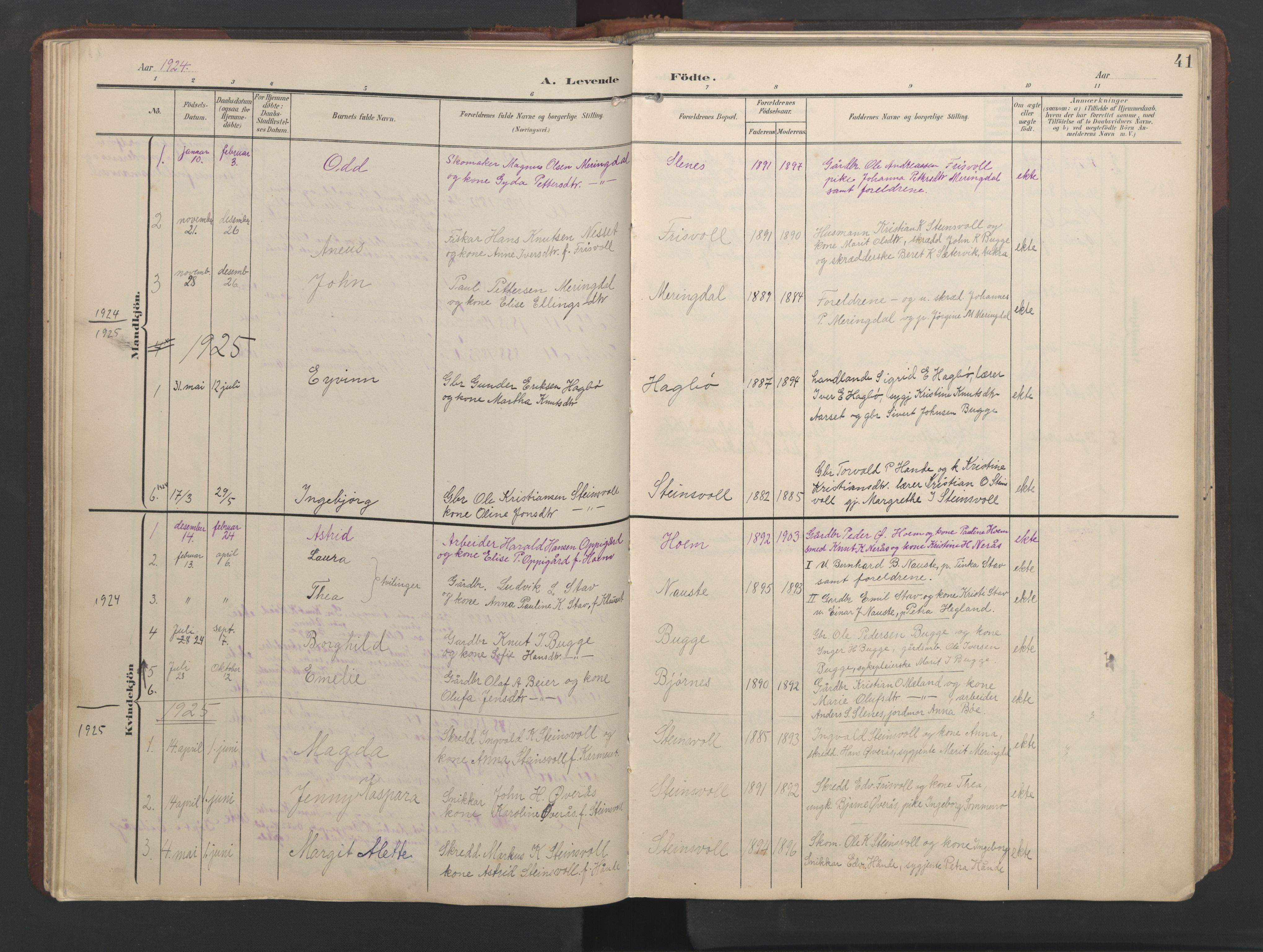 Ministerialprotokoller, klokkerbøker og fødselsregistre - Møre og Romsdal, AV/SAT-A-1454/552/L0639: Parish register (copy) no. 552C02, 1903-1960, p. 41