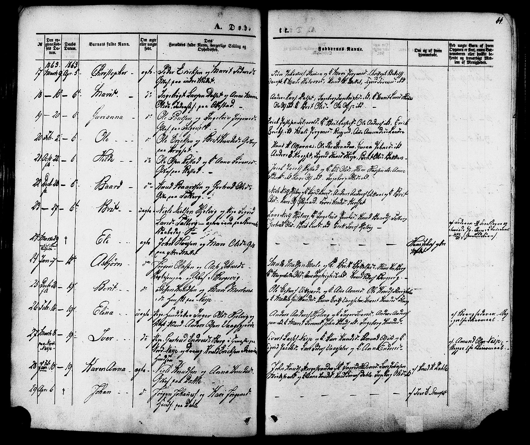 Ministerialprotokoller, klokkerbøker og fødselsregistre - Møre og Romsdal, AV/SAT-A-1454/547/L0603: Parish register (official) no. 547A05, 1846-1877, p. 64