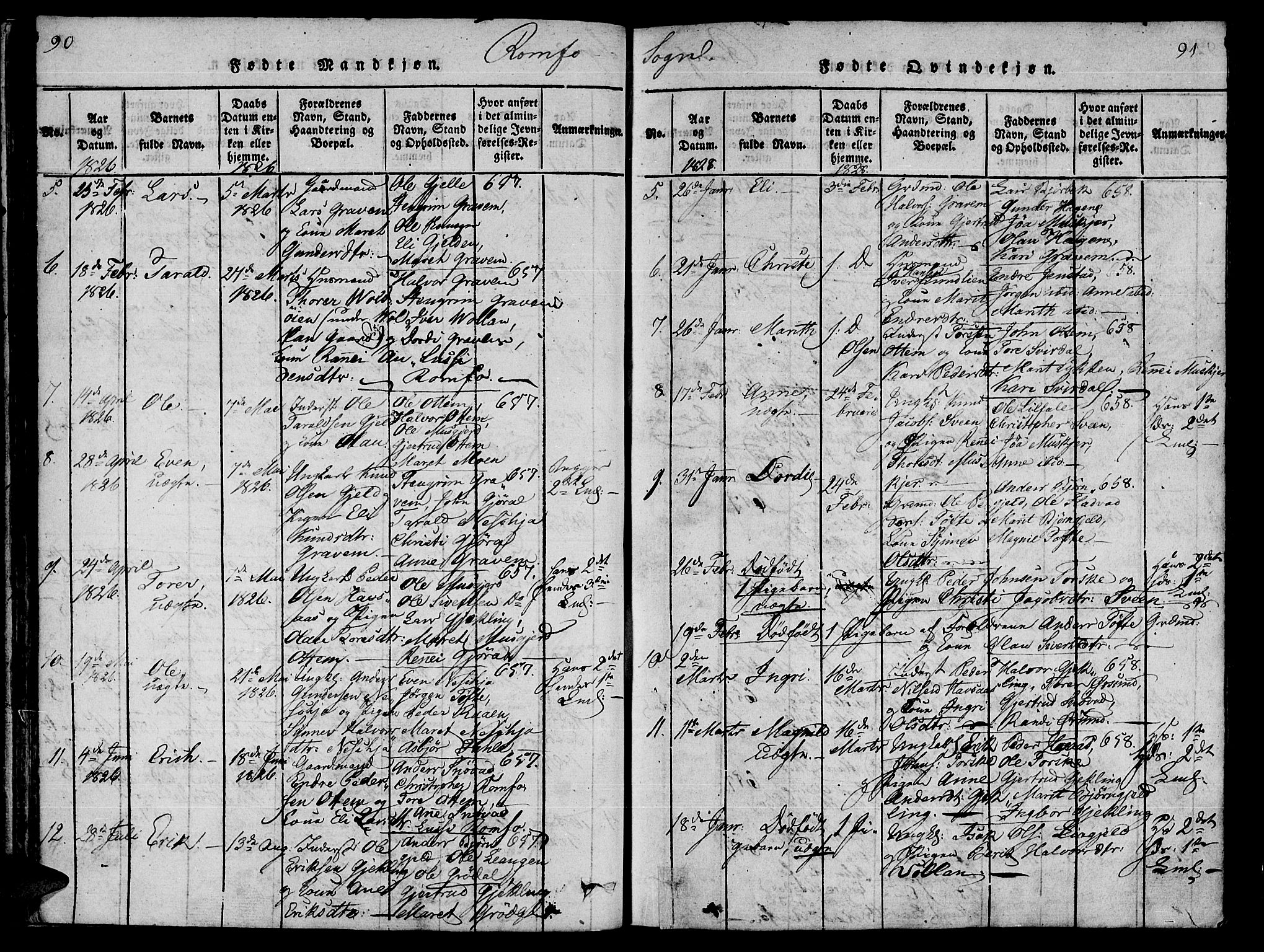 Ministerialprotokoller, klokkerbøker og fødselsregistre - Møre og Romsdal, SAT/A-1454/590/L1010: Parish register (official) no. 590A03 /2, 1820-1832, p. 90-91