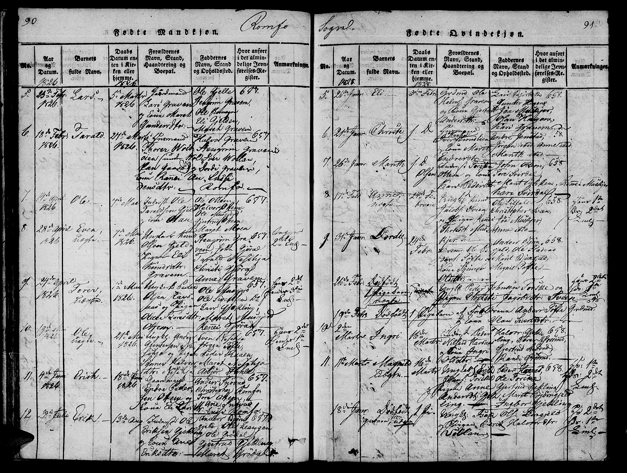 Ministerialprotokoller, klokkerbøker og fødselsregistre - Møre og Romsdal, AV/SAT-A-1454/590/L1010: Parish register (official) no. 590A03 /2, 1820-1832, p. 90-91