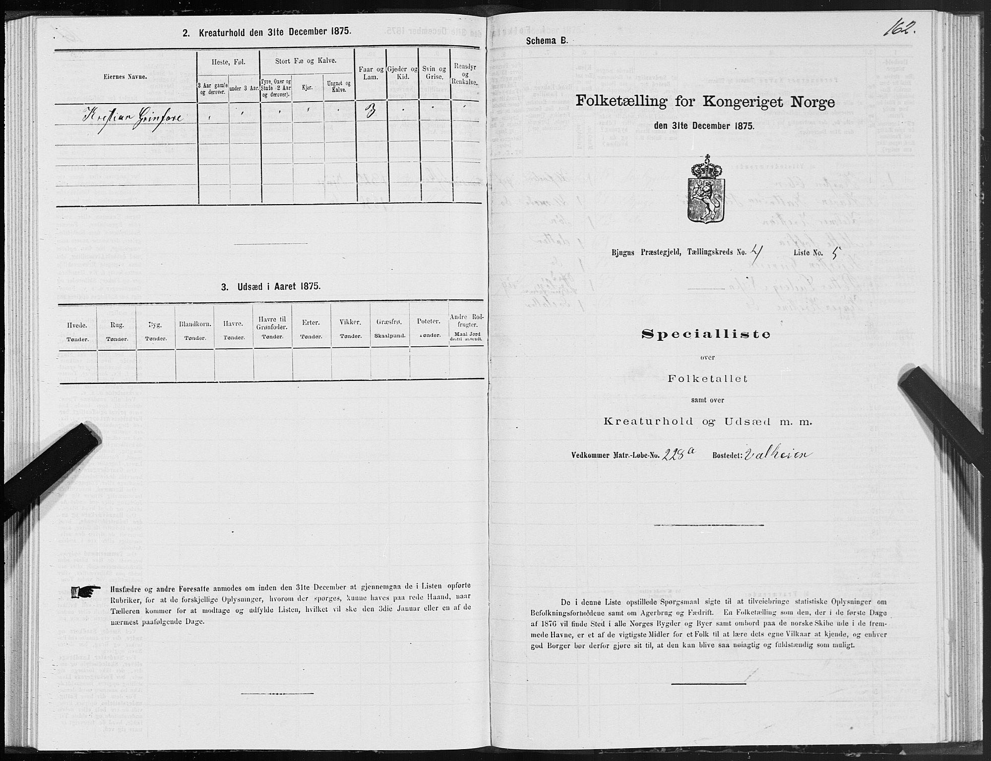 SAT, 1875 census for 1627P Bjugn, 1875, p. 2162