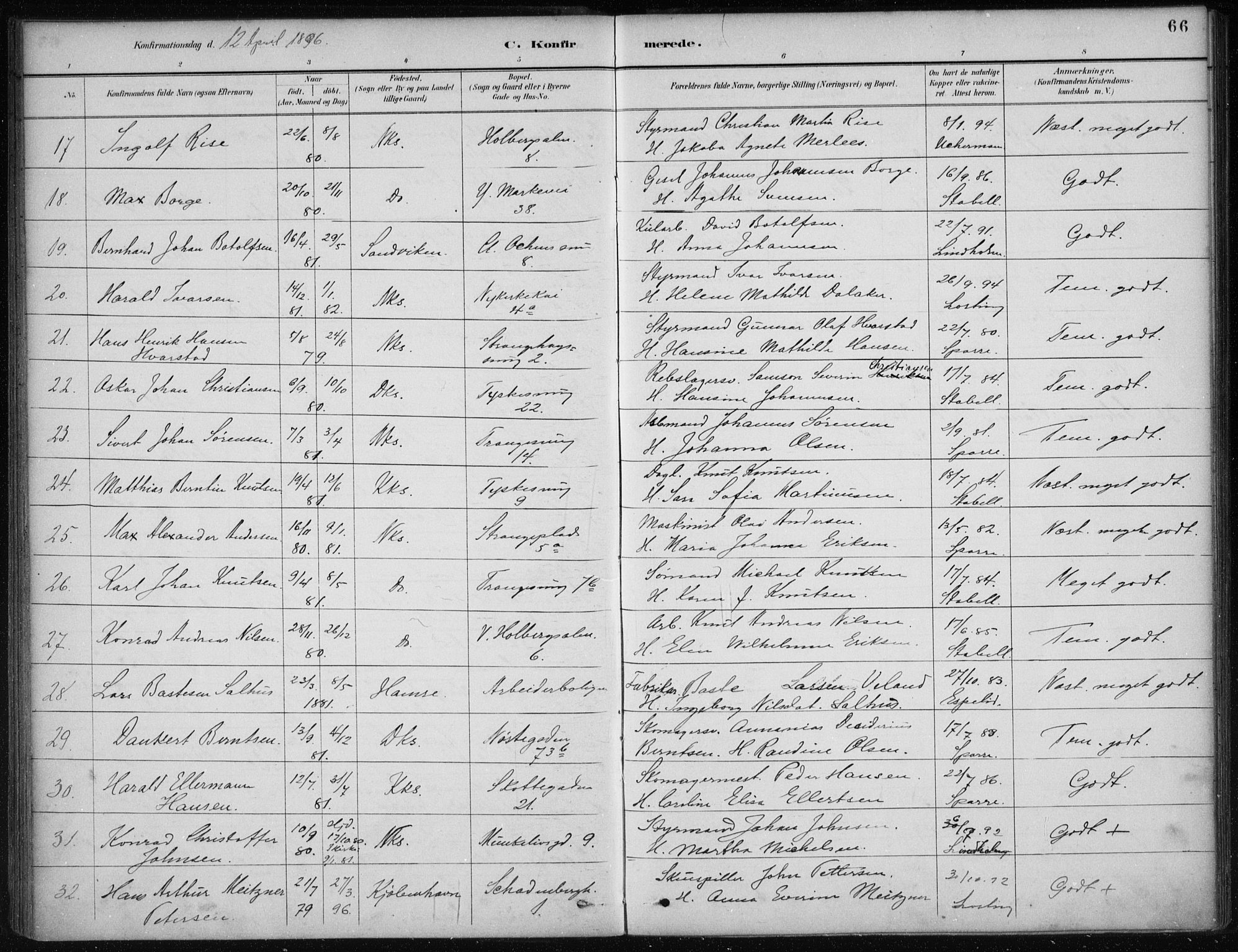 Nykirken Sokneprestembete, AV/SAB-A-77101/H/Haa/L0027: Parish register (official) no. C 6, 1886-1913, p. 66