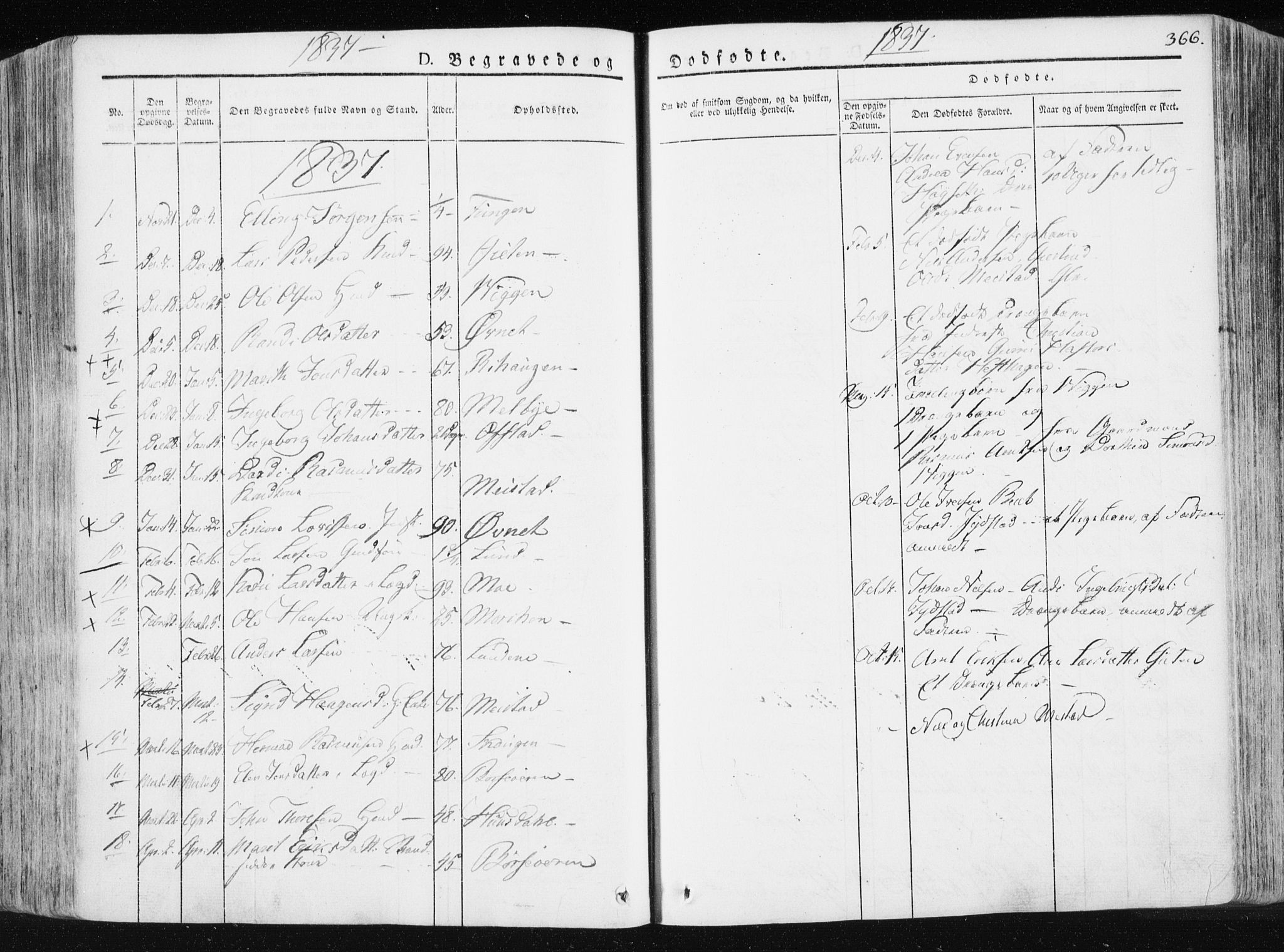Ministerialprotokoller, klokkerbøker og fødselsregistre - Sør-Trøndelag, SAT/A-1456/665/L0771: Parish register (official) no. 665A06, 1830-1856, p. 366