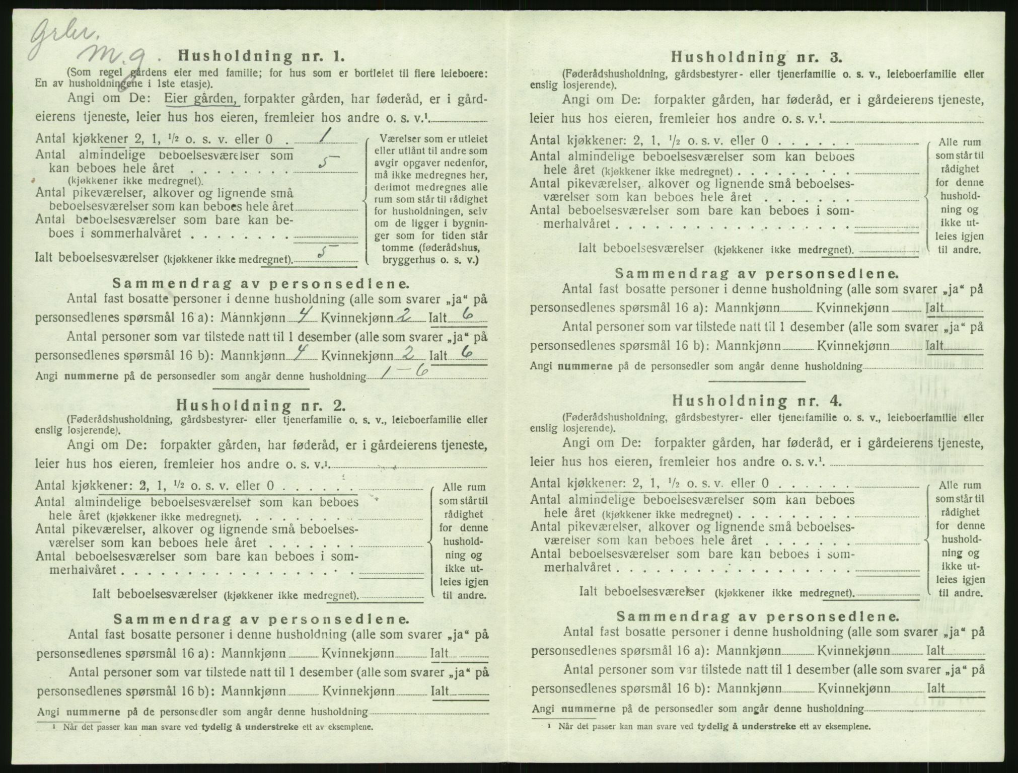 SAK, 1920 census for Åmli, 1920, p. 298