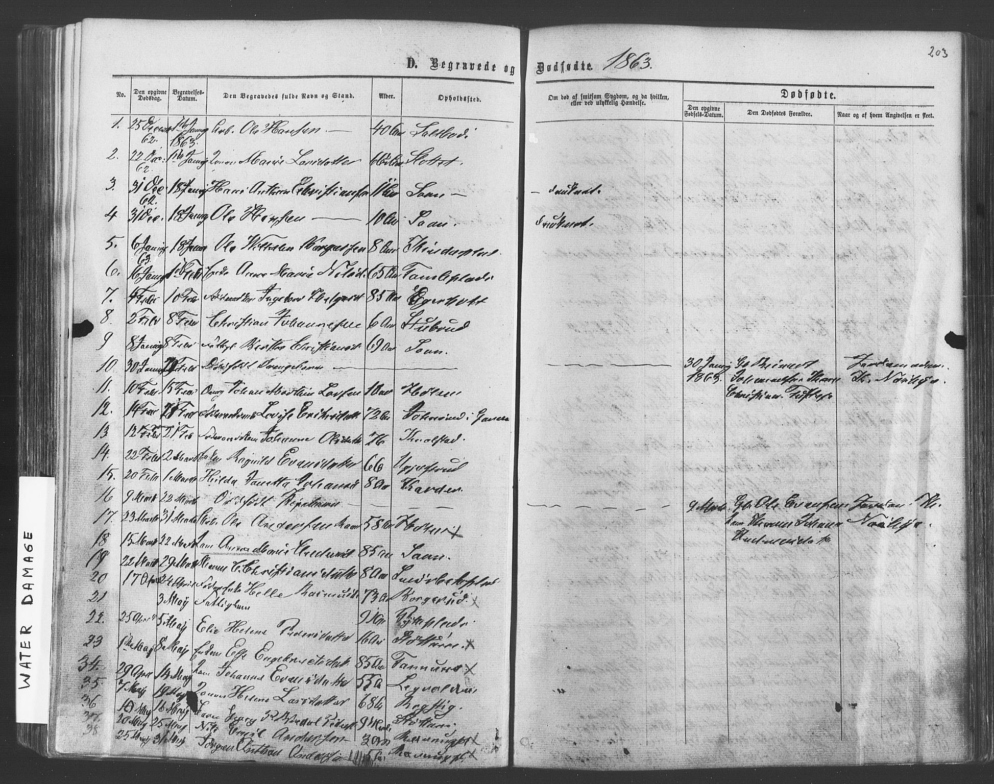 Vestby prestekontor Kirkebøker, SAO/A-10893/F/Fa/L0008: Parish register (official) no. I 8, 1863-1877, p. 203