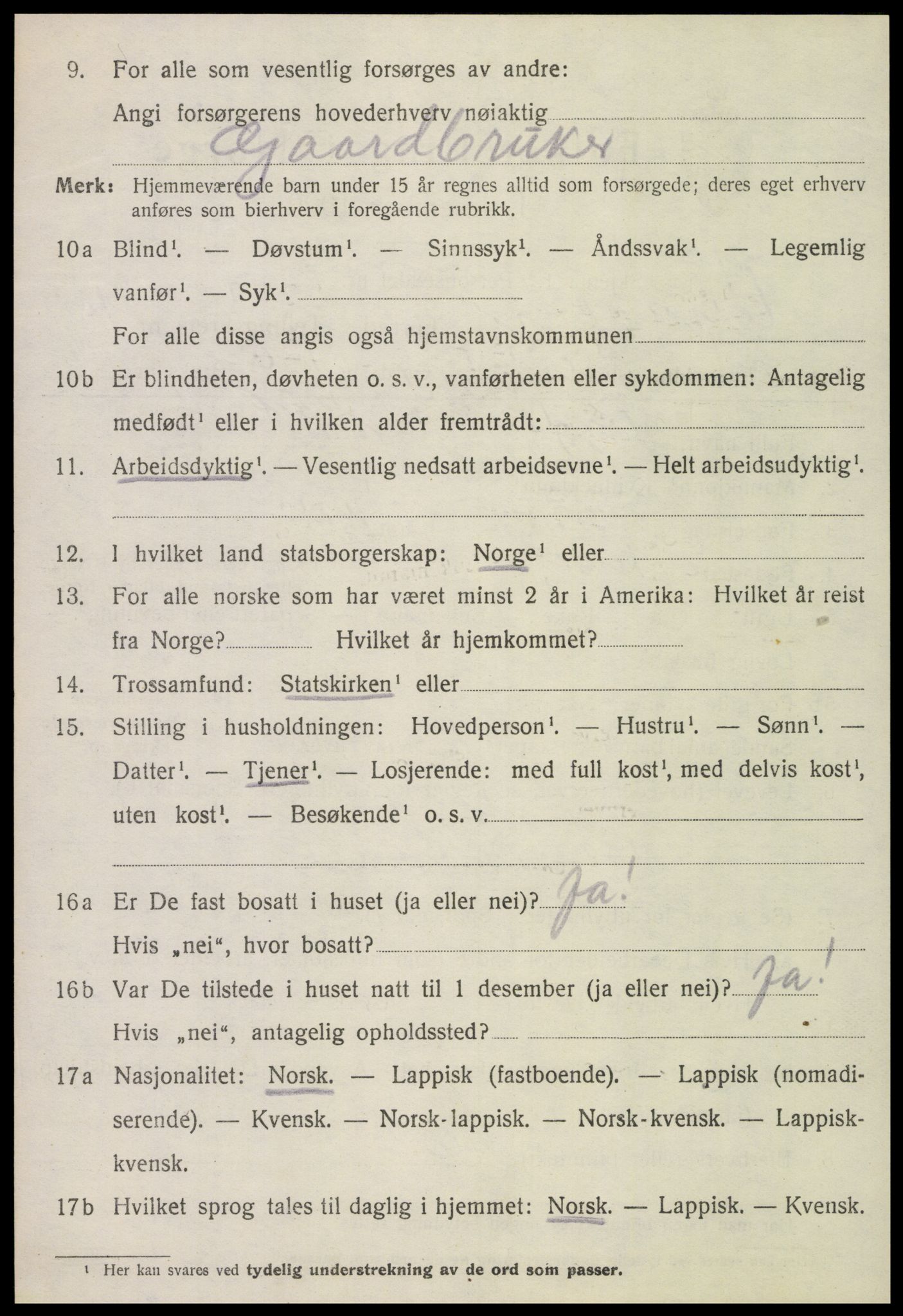 SAT, 1920 census for Verdal, 1920, p. 14824