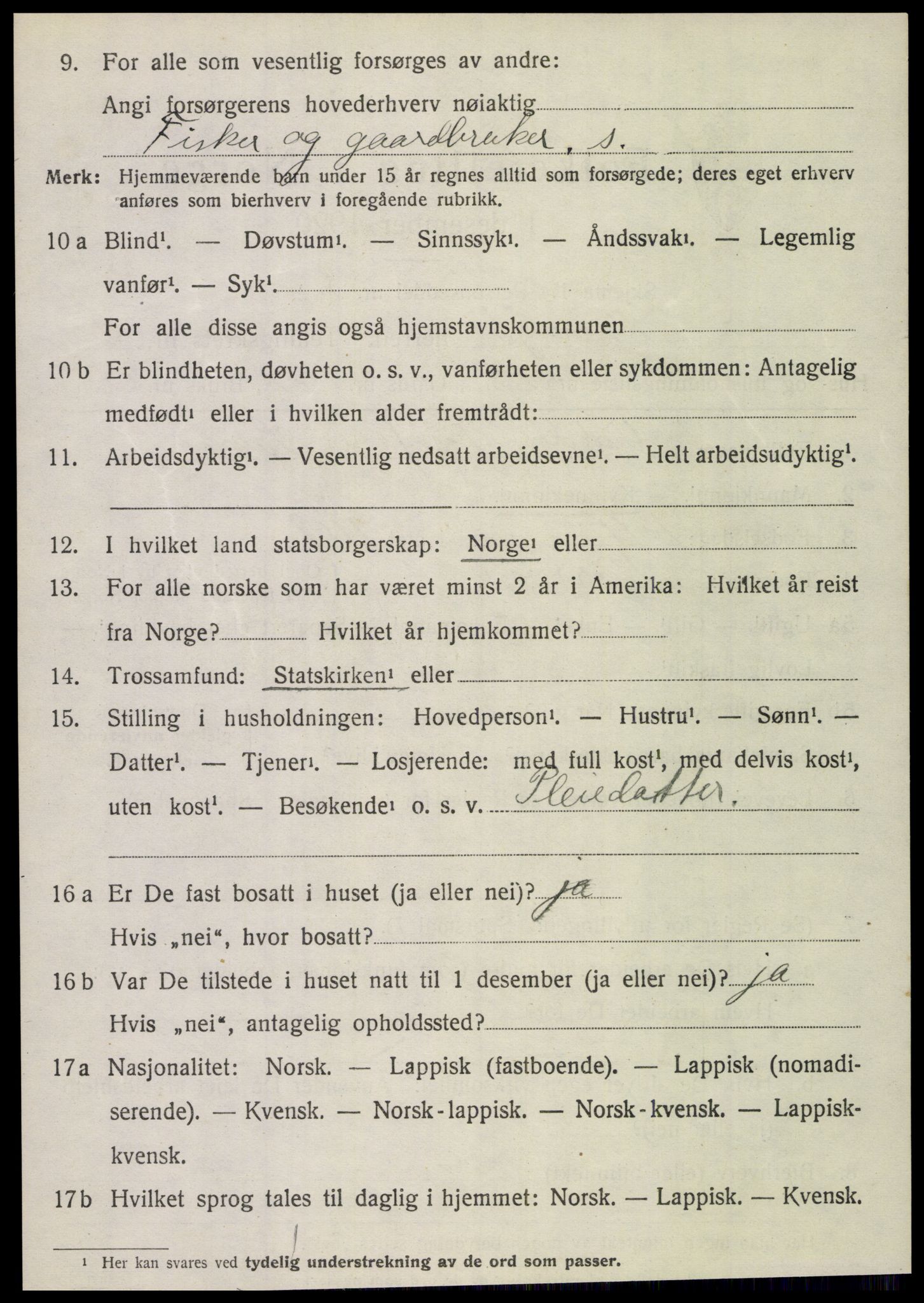 SAT, 1920 census for Kjerringøy, 1920, p. 1012