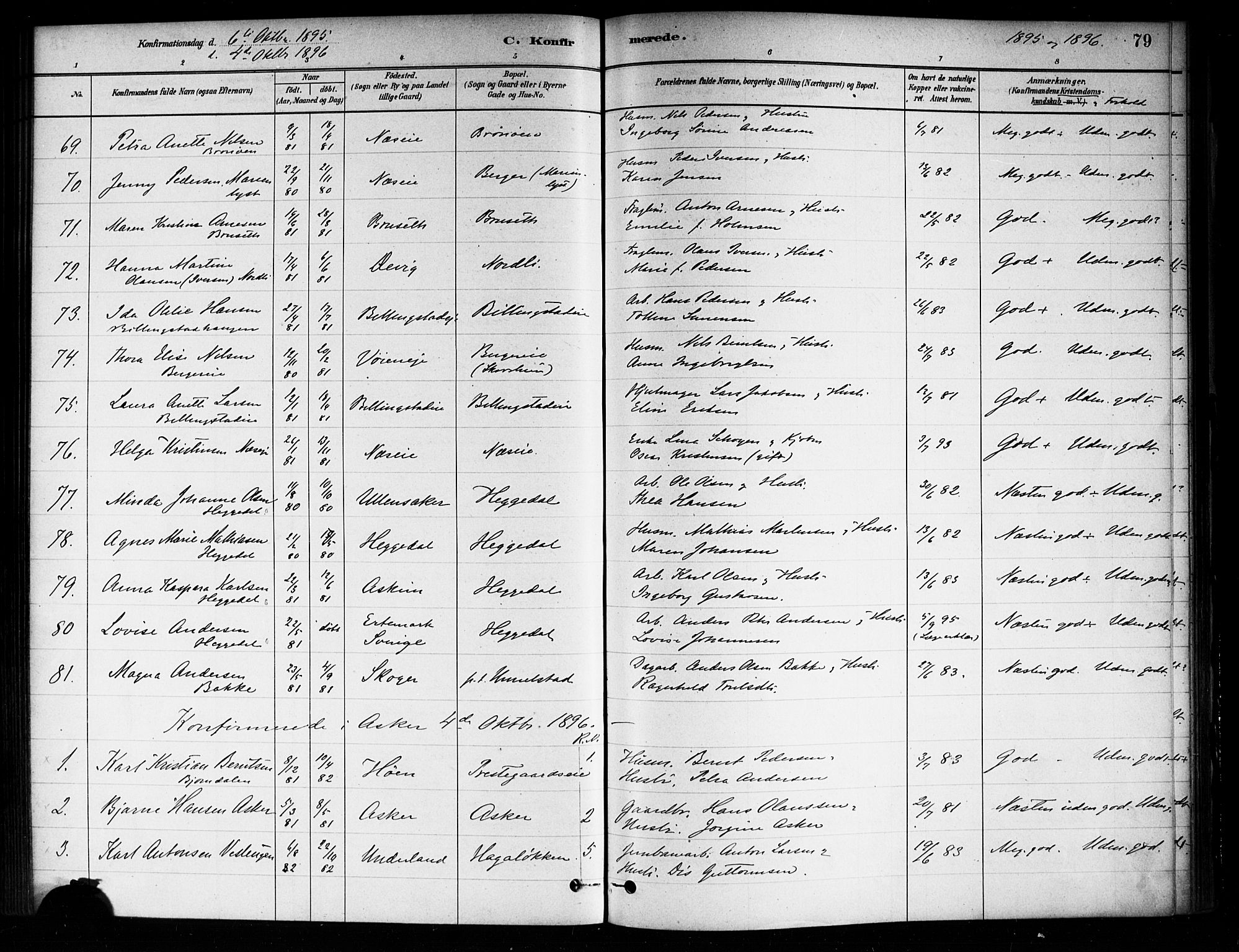 Asker prestekontor Kirkebøker, SAO/A-10256a/F/Fa/L0014: Parish register (official) no. I 14, 1879-1900, p. 79