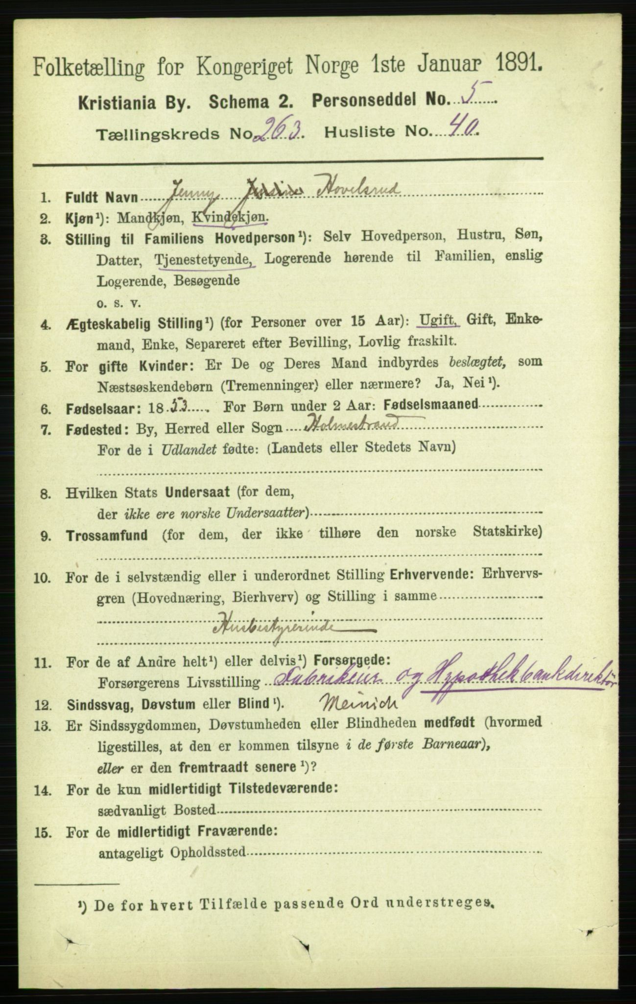 RA, 1891 census for 0301 Kristiania, 1891, p. 160266