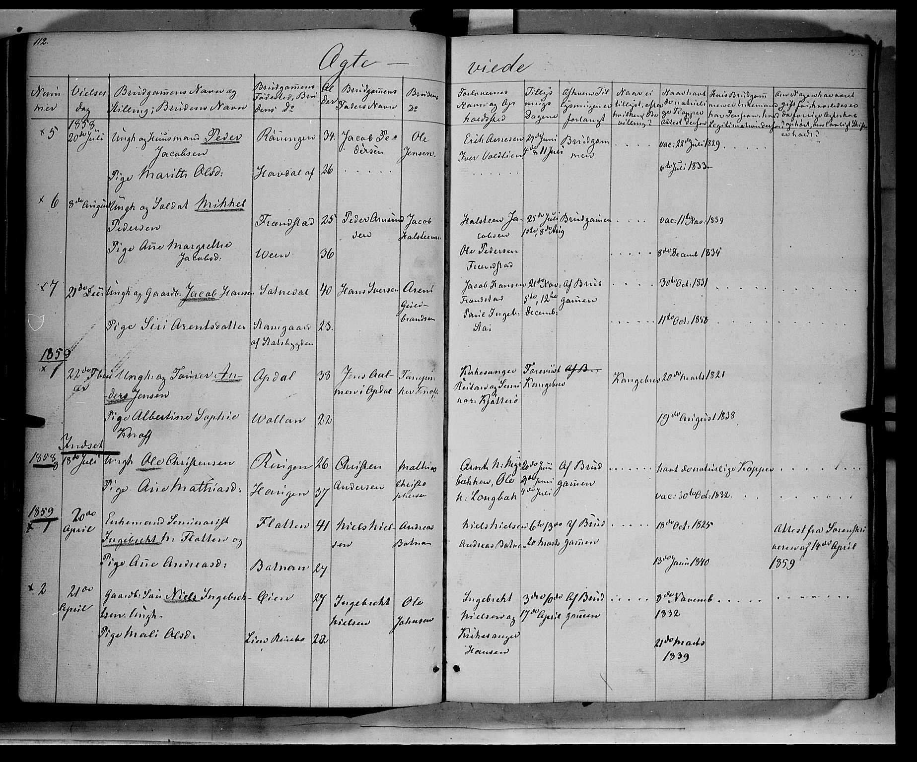 Kvikne prestekontor, SAH/PREST-064/H/Ha/Haa/L0005: Parish register (official) no. 5, 1841-1862, p. 112