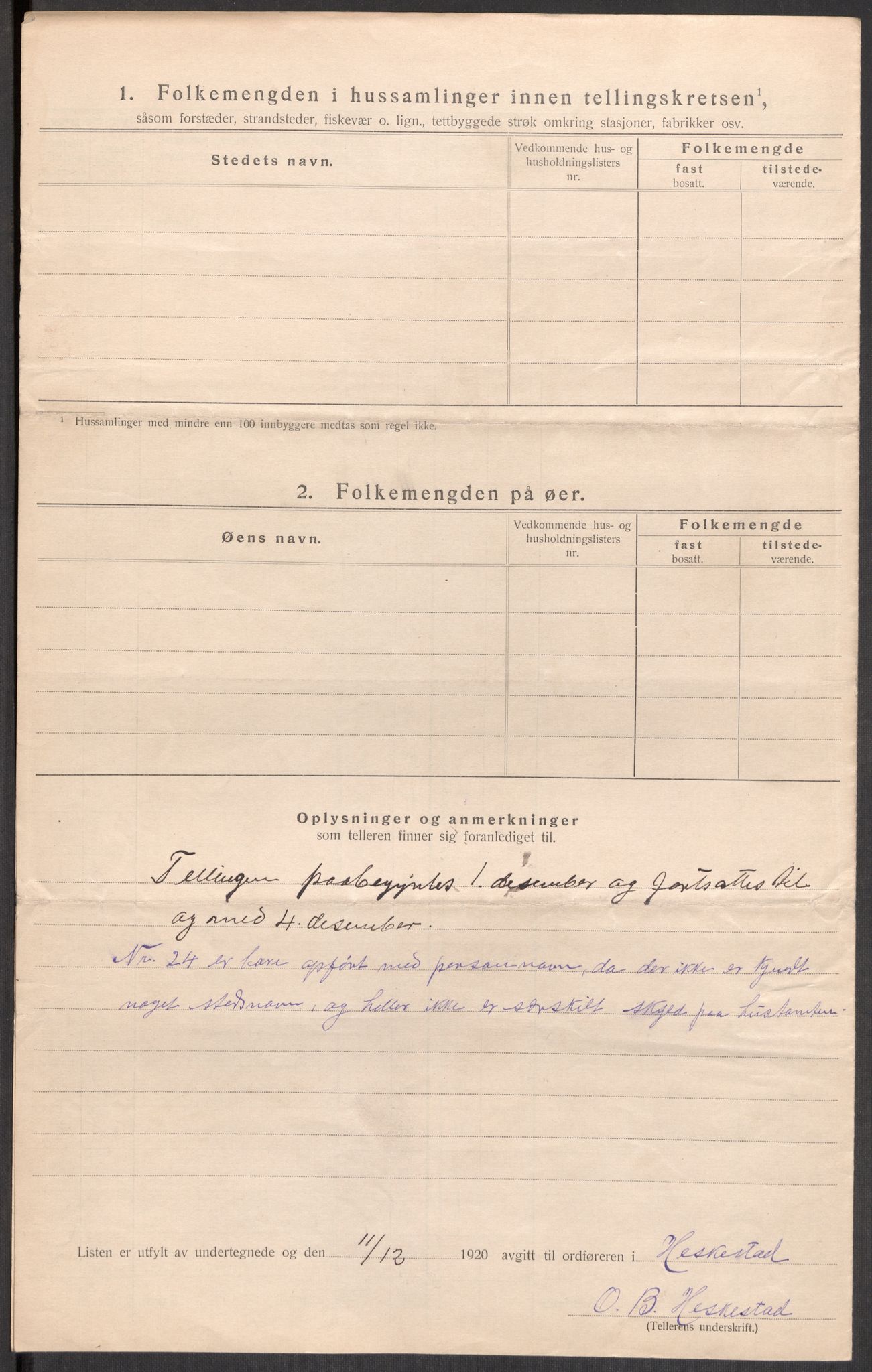 SAST, 1920 census for Heskestad, 1920, p. 17