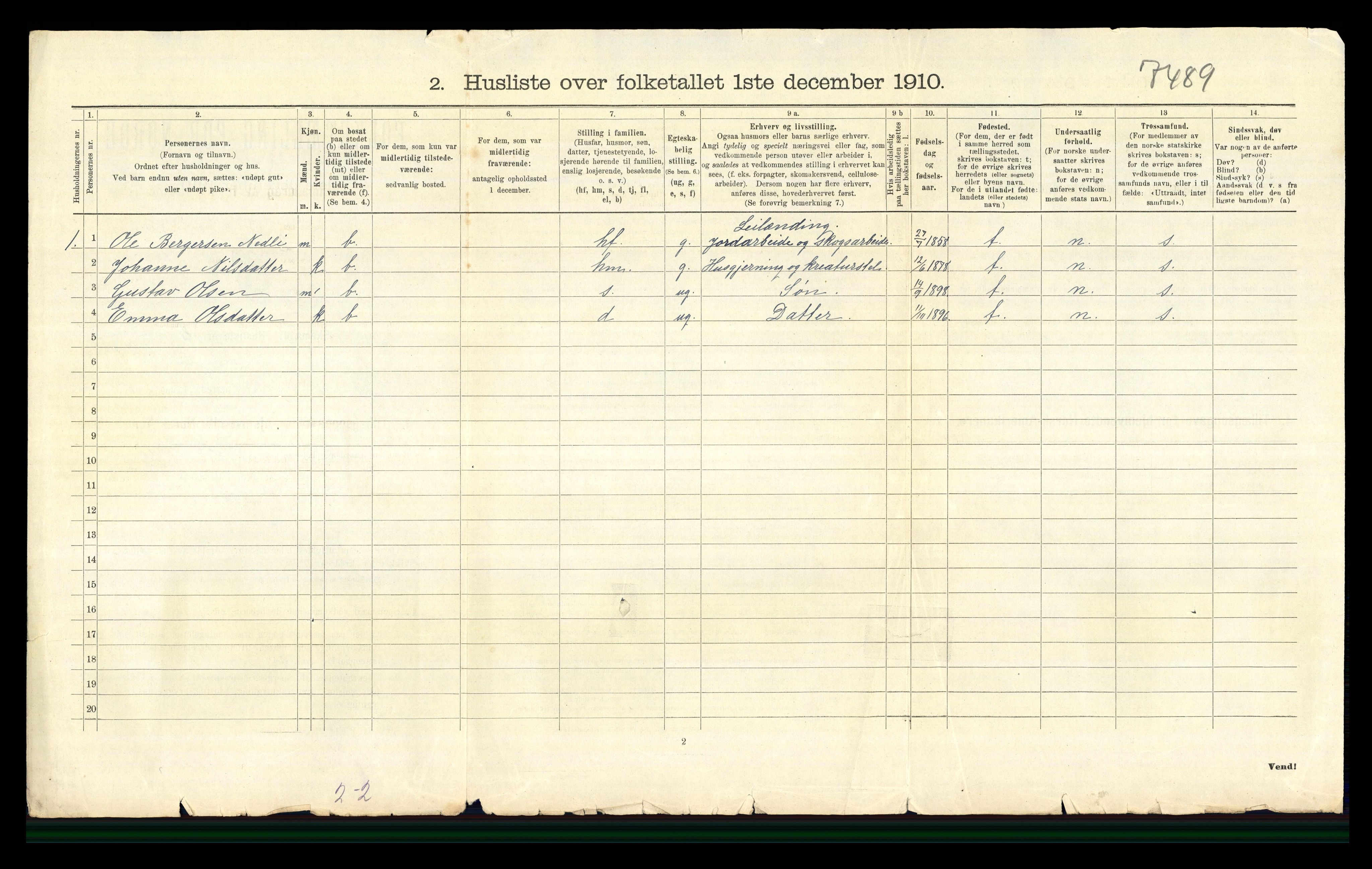 RA, 1910 census for Sør-Odal, 1910, p. 1309