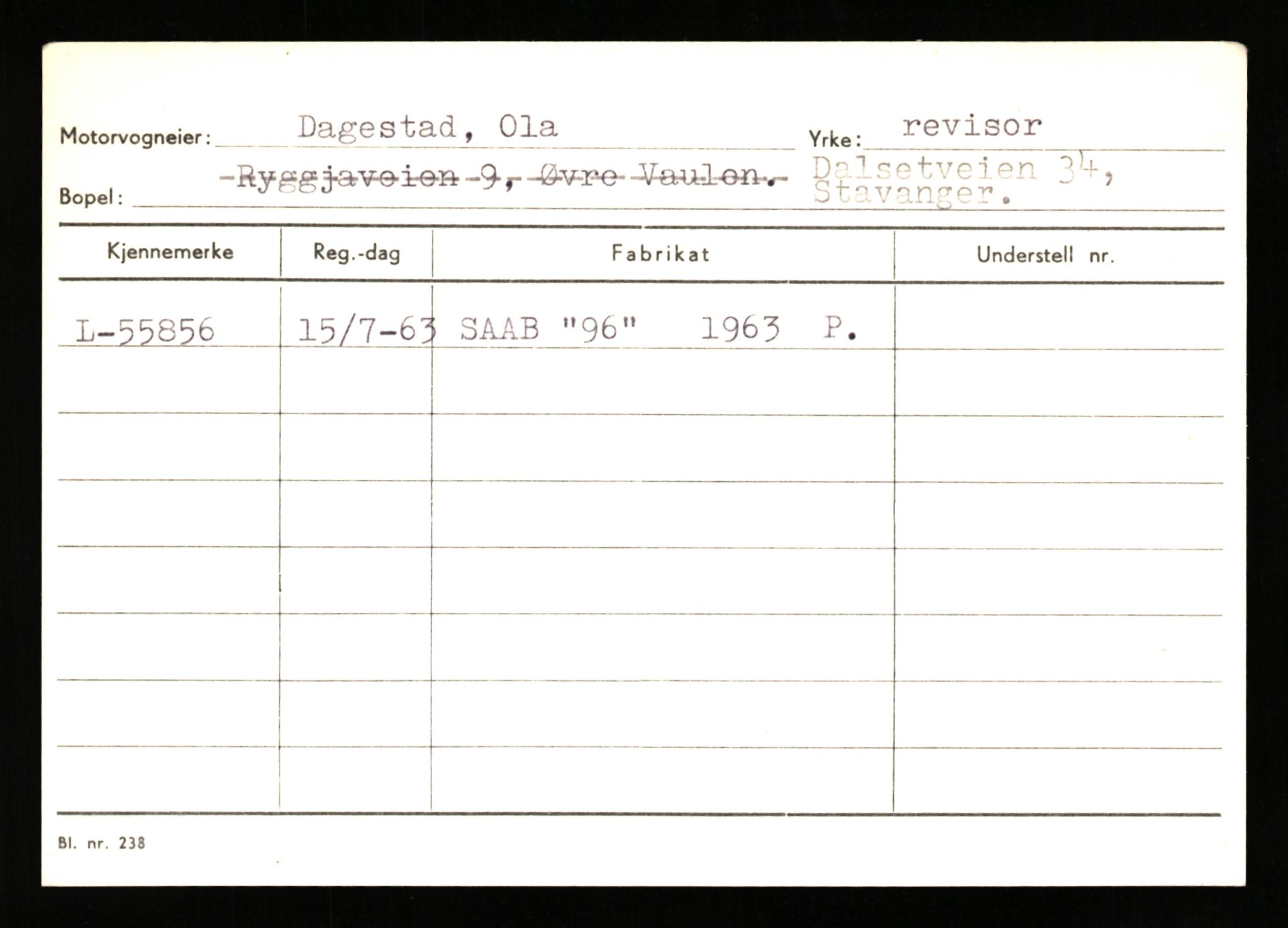 Stavanger trafikkstasjon, SAST/A-101942/0/H/L0005: Bue - Dahlstrøm, 1930-1971, p. 2263