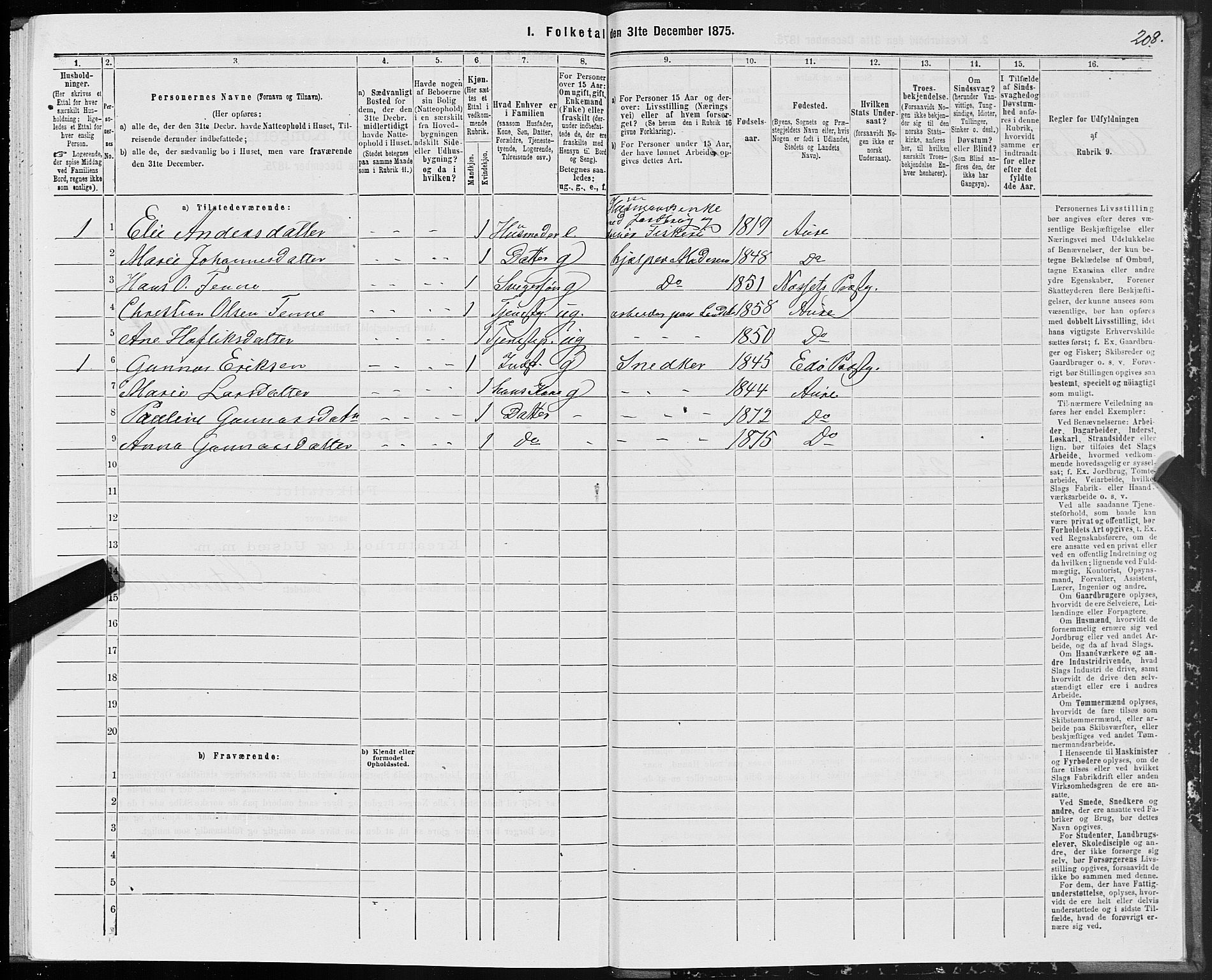 SAT, 1875 census for 1569P Aure, 1875, p. 3208