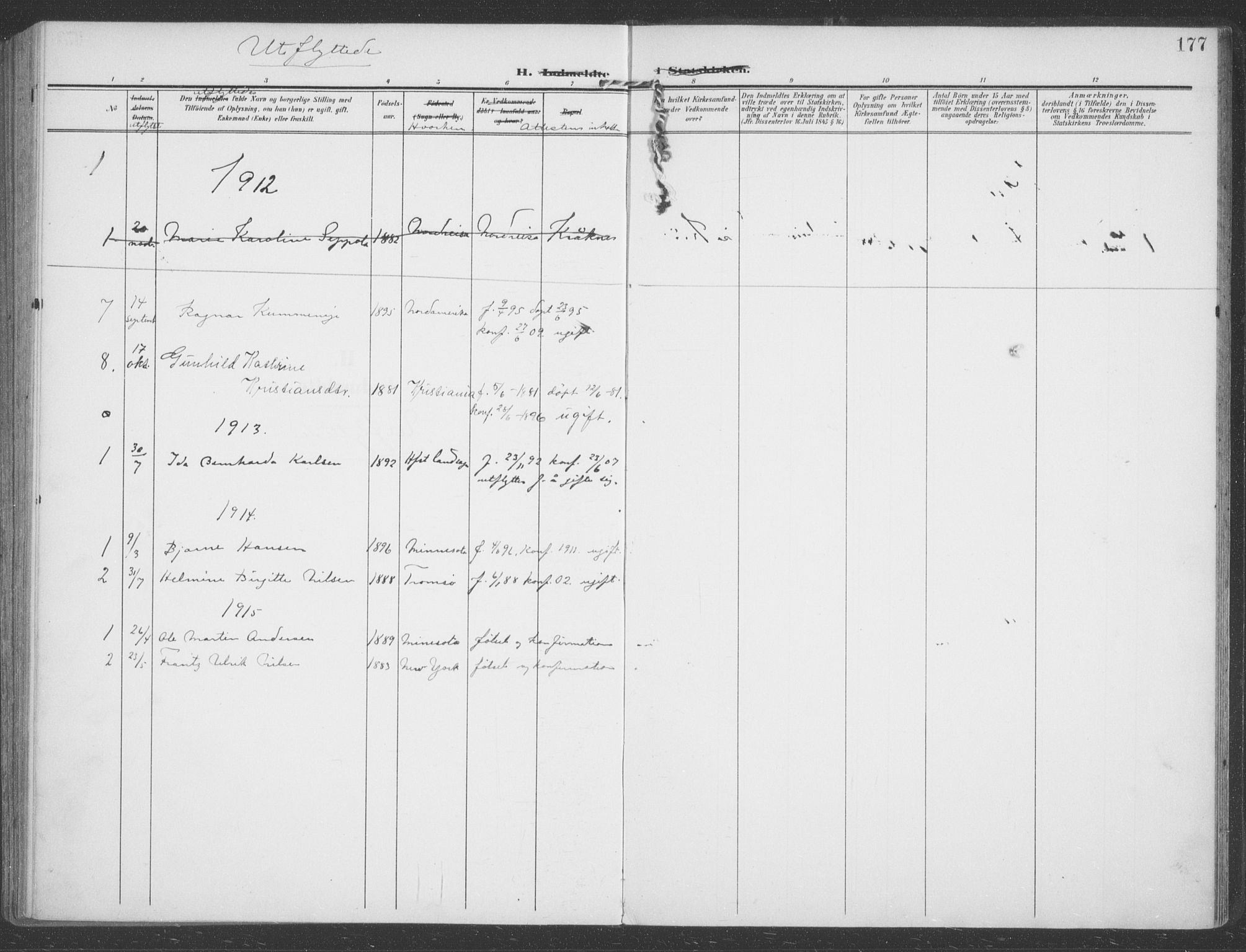 Talvik sokneprestkontor, AV/SATØ-S-1337/H/Ha/L0017kirke: Parish register (official) no. 17, 1906-1915, p. 177