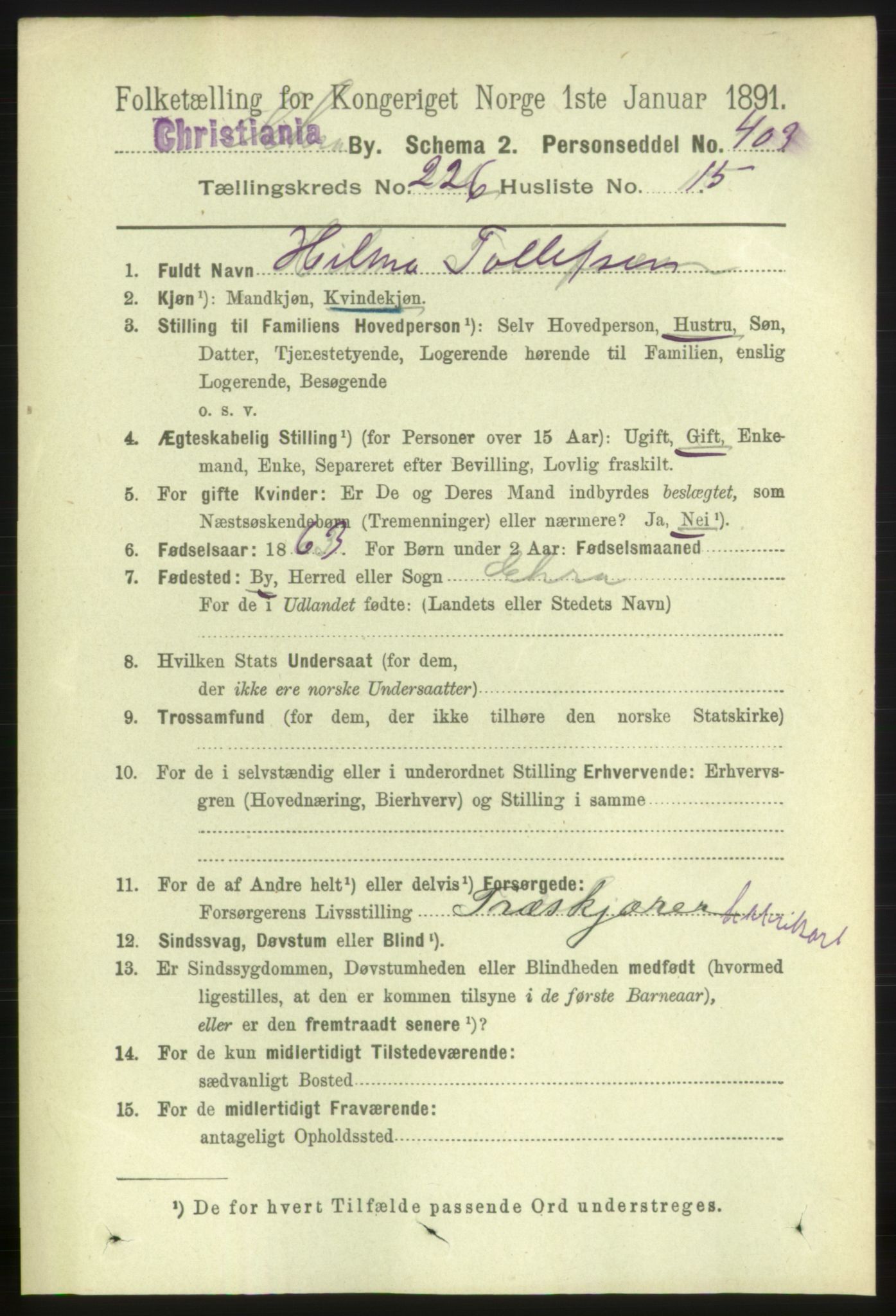 RA, 1891 census for 0301 Kristiania, 1891, p. 138211