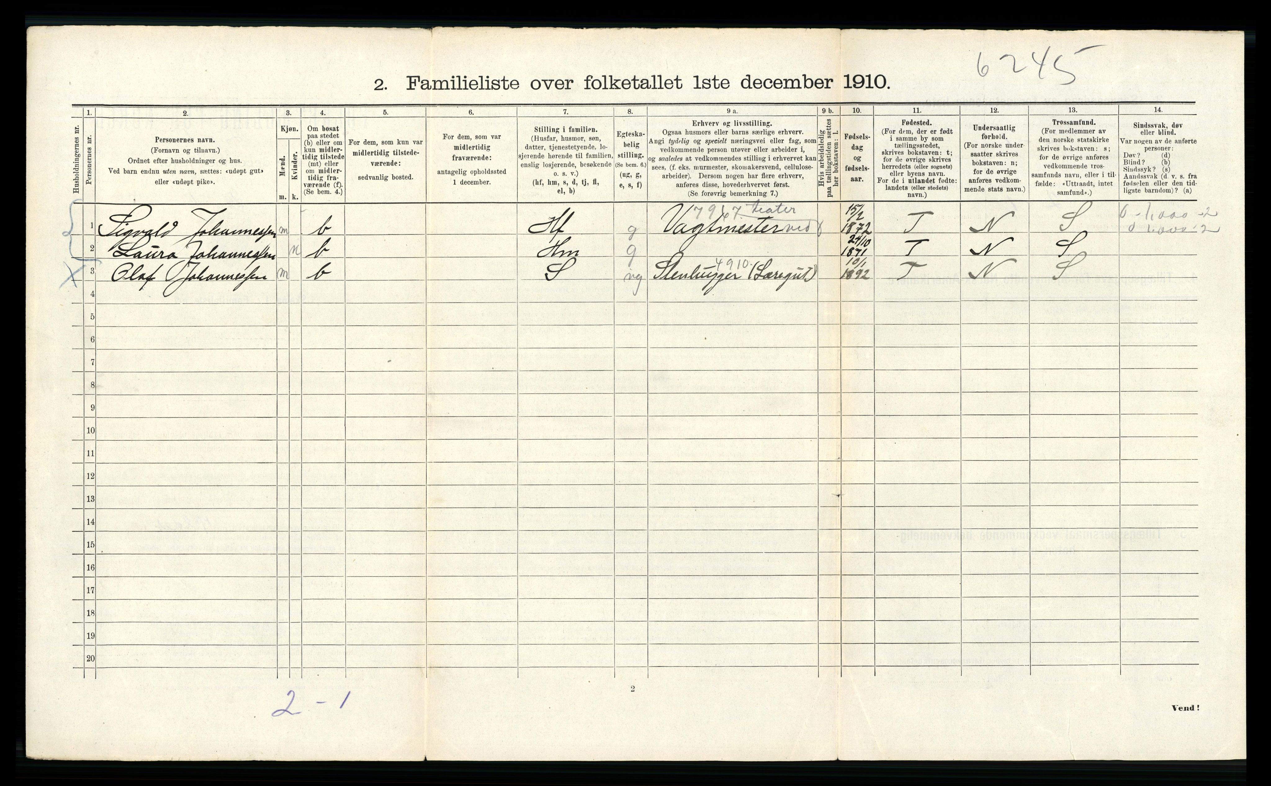 RA, 1910 census for Bergen, 1910, p. 19692