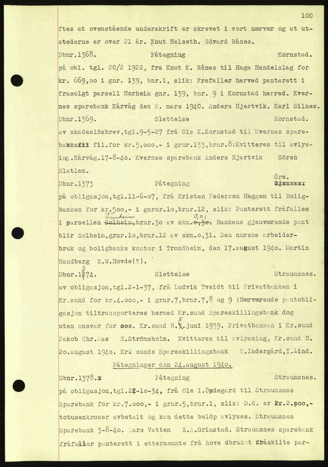 Nordmøre sorenskriveri, AV/SAT-A-4132/1/2/2Ca: Mortgage book no. C81, 1940-1945, Diary no: : 1368/1940