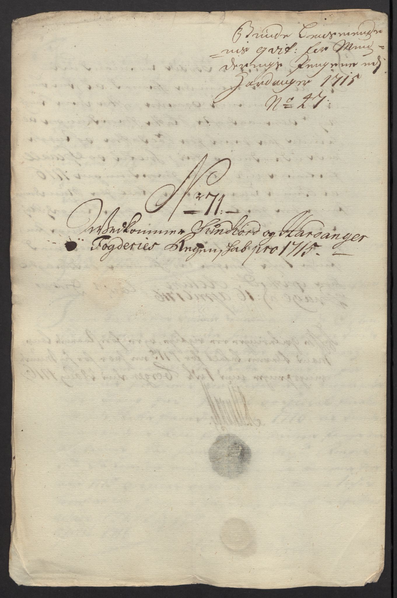 Rentekammeret inntil 1814, Reviderte regnskaper, Fogderegnskap, RA/EA-4092/R48/L2991: Fogderegnskap Sunnhordland og Hardanger, 1715, p. 500