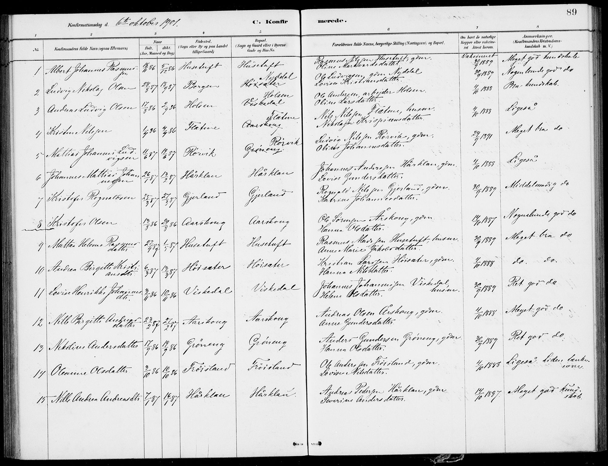 Førde sokneprestembete, AV/SAB-A-79901/H/Haa/Haac/L0001: Parish register (official) no. C  1, 1881-1920, p. 89