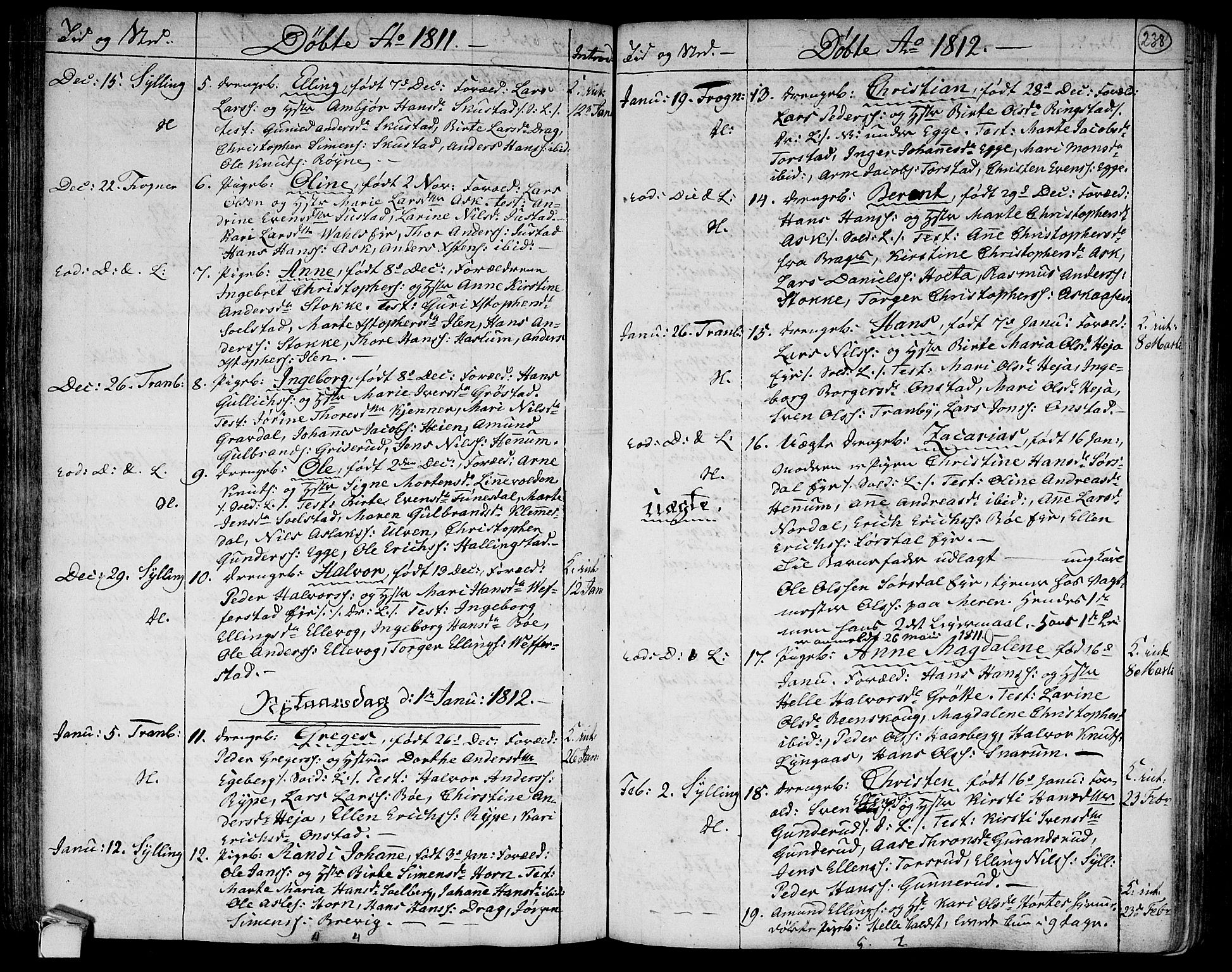Lier kirkebøker, SAKO/A-230/F/Fa/L0007: Parish register (official) no. I 7, 1794-1813, p. 238