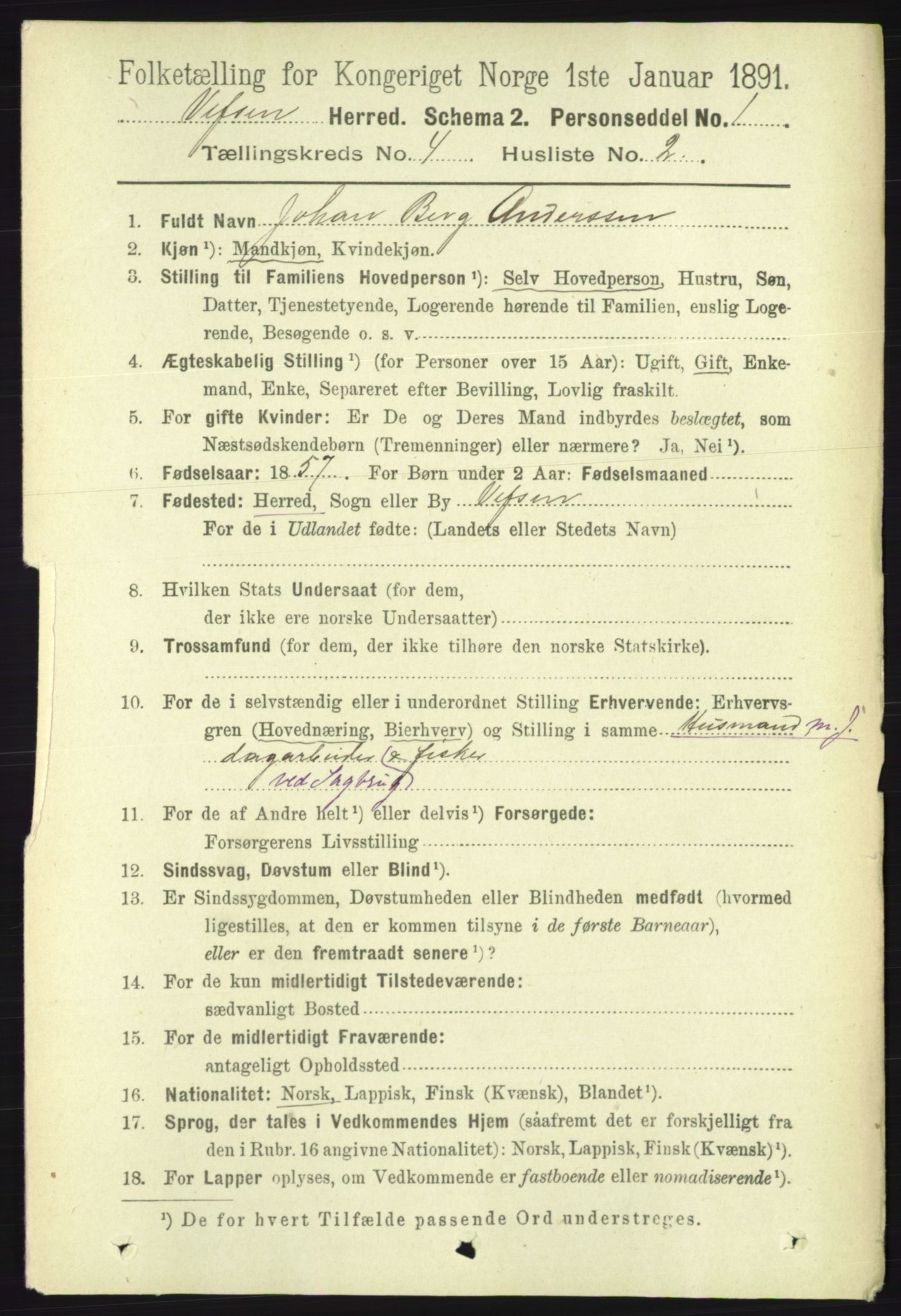 RA, 1891 census for 1824 Vefsn, 1891, p. 1632