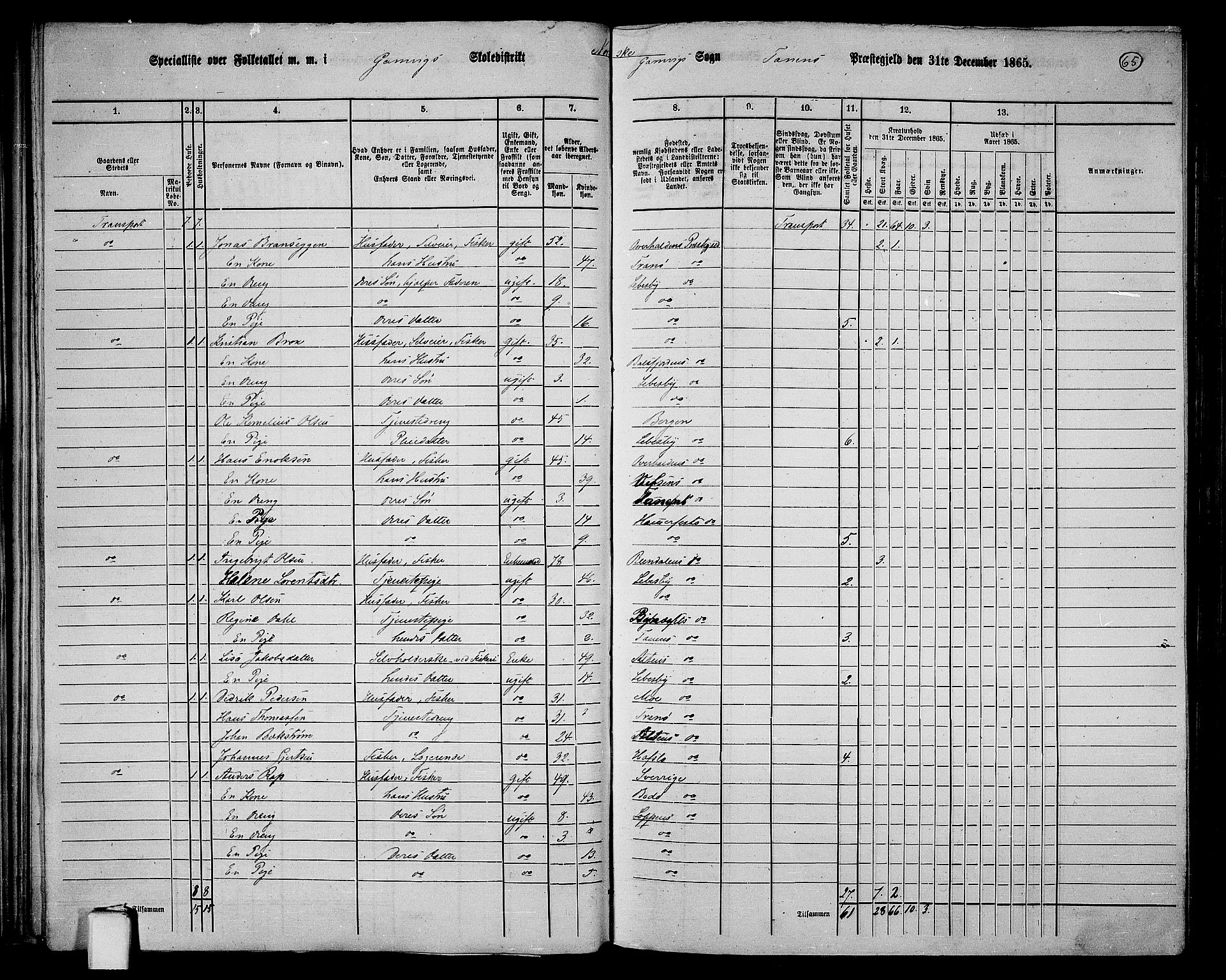 RA, 1865 census for Tana, 1865, p. 55