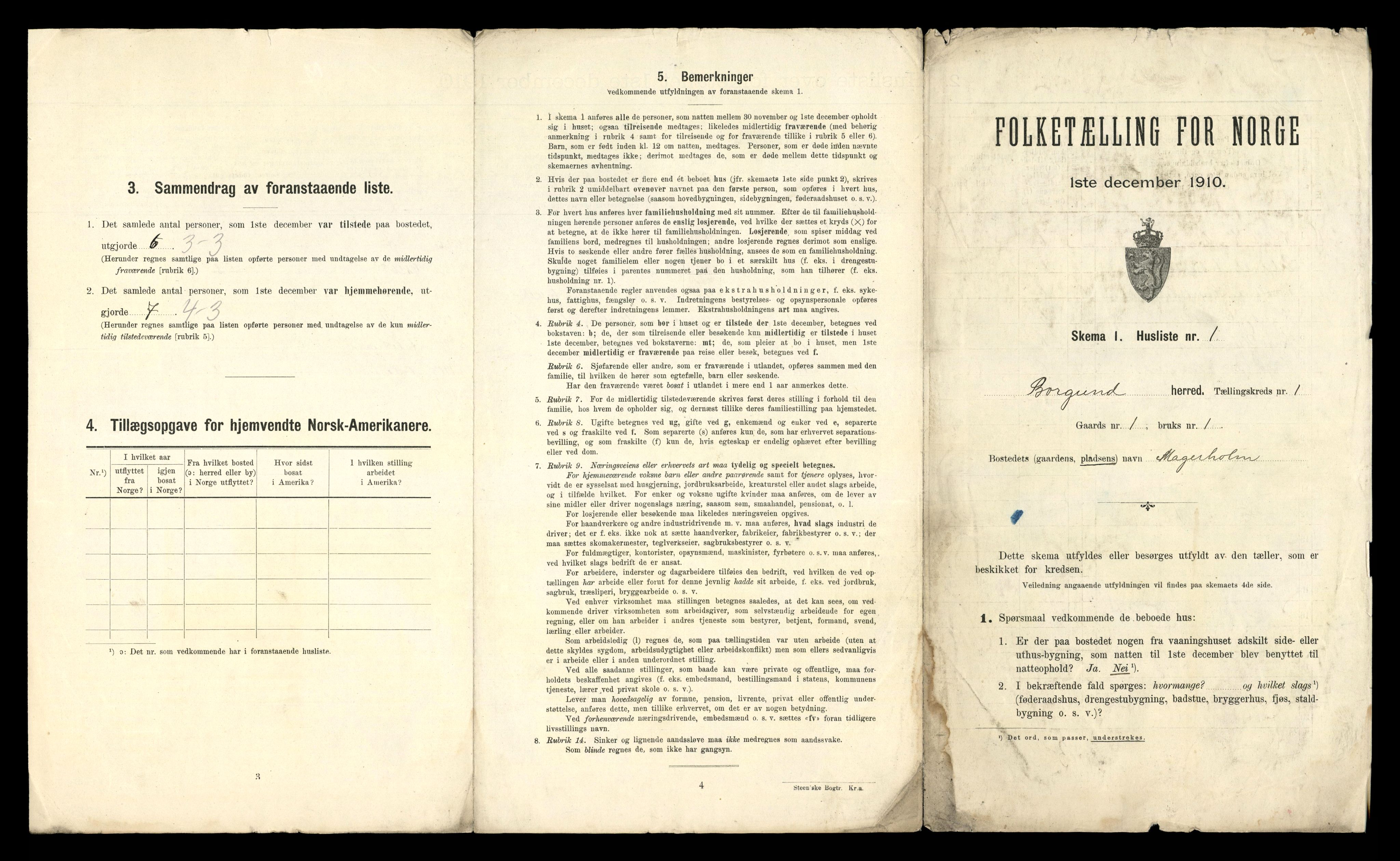 RA, 1910 census for Borgund, 1910, p. 93