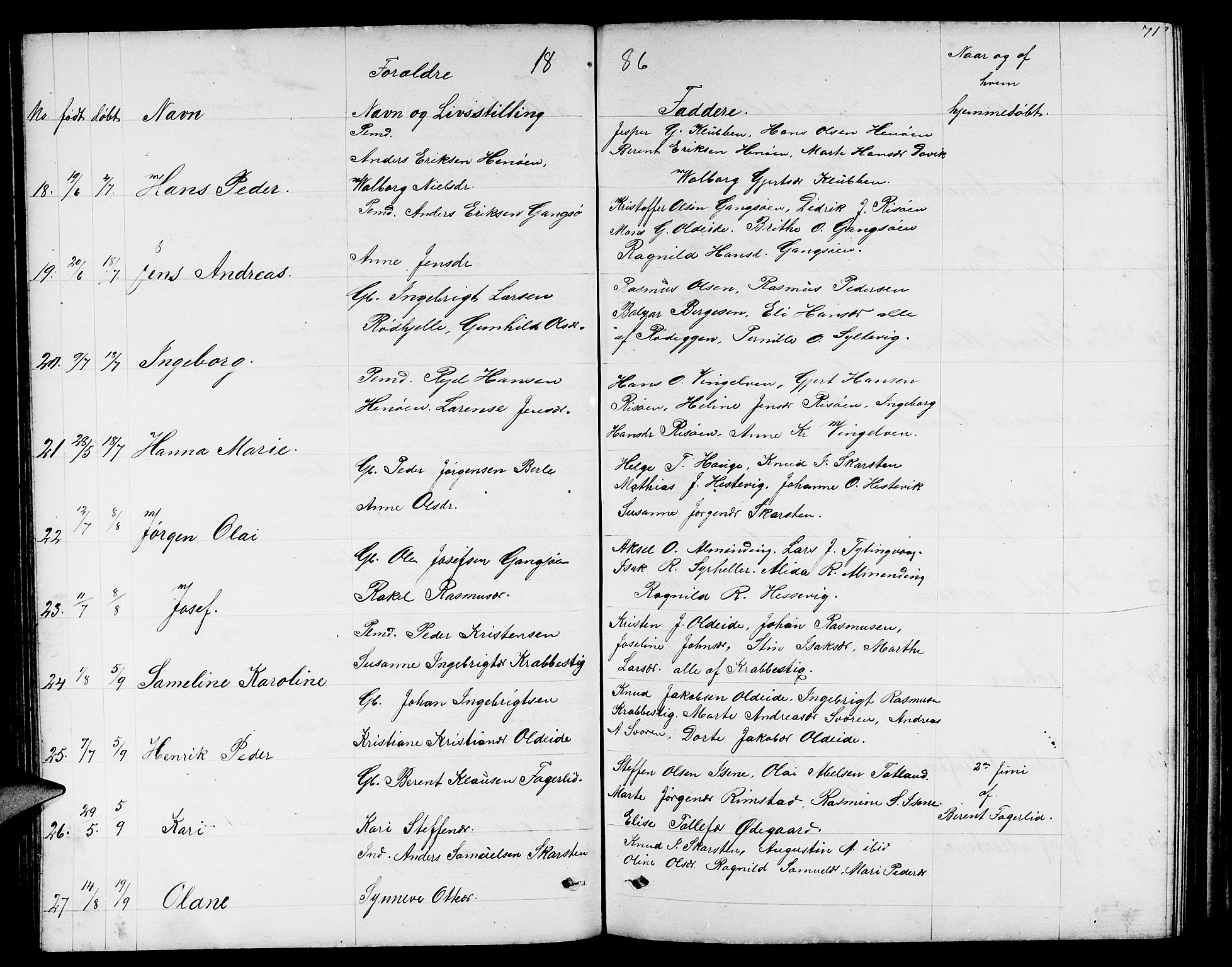 Davik sokneprestembete, AV/SAB-A-79701/H/Hab/Habc/L0001: Parish register (copy) no. C 1, 1866-1888, p. 71