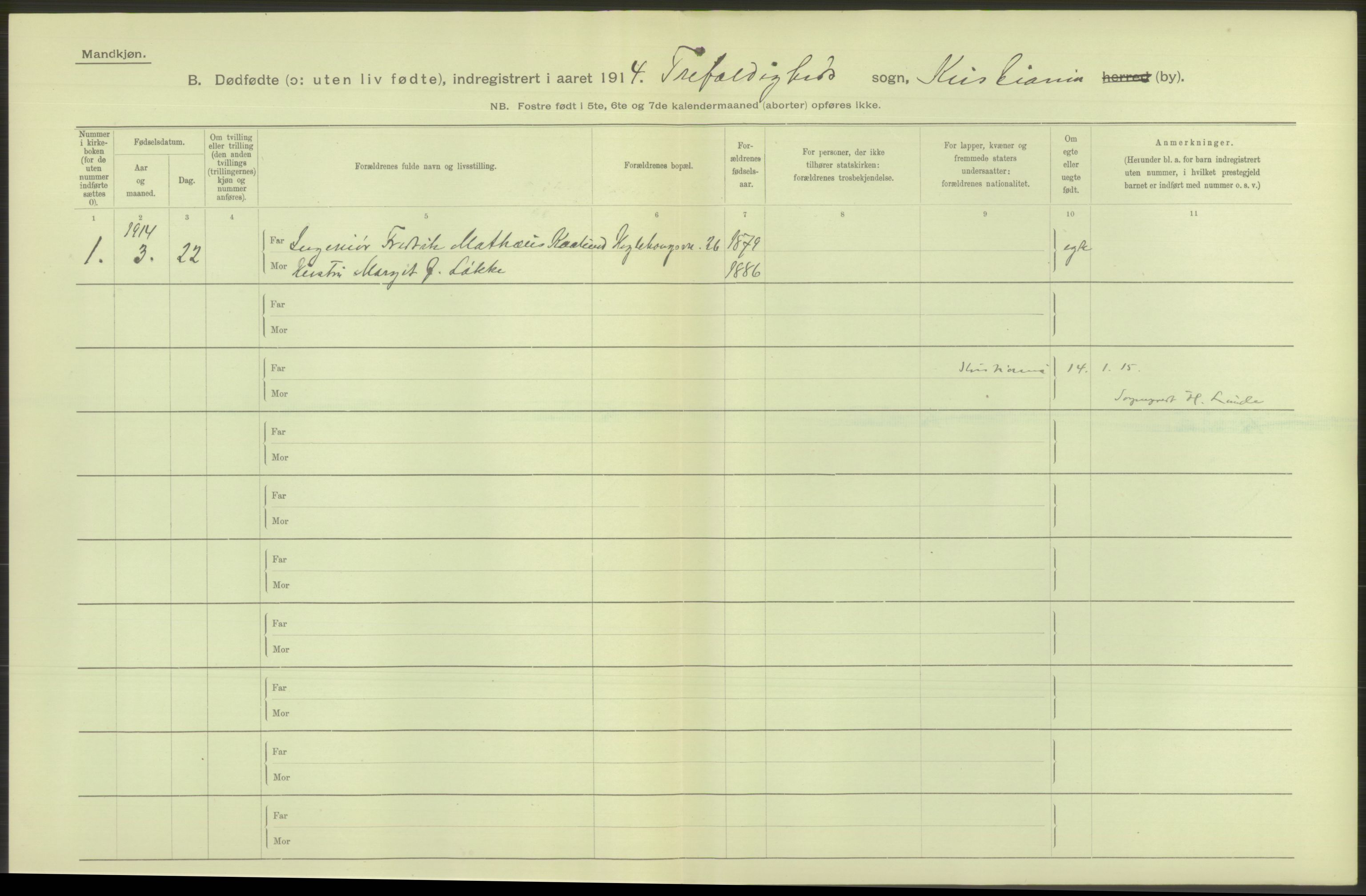 Statistisk sentralbyrå, Sosiodemografiske emner, Befolkning, RA/S-2228/D/Df/Dfb/Dfbd/L0009: Kristiania: Døde, dødfødte, 1914, p. 8