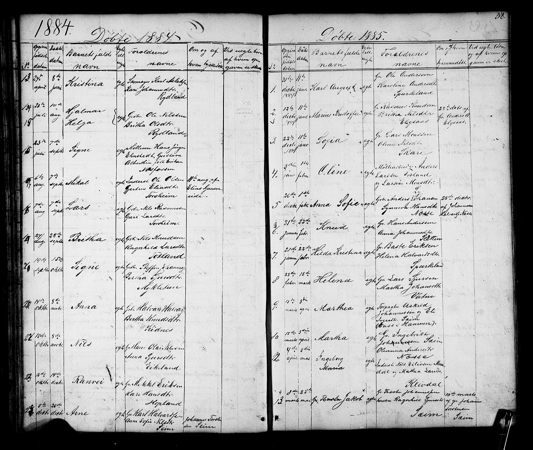 Alversund Sokneprestembete, SAB/A-73901/H/Ha/Hab: Parish register (copy) no. D 2, 1851-1889, p. 38