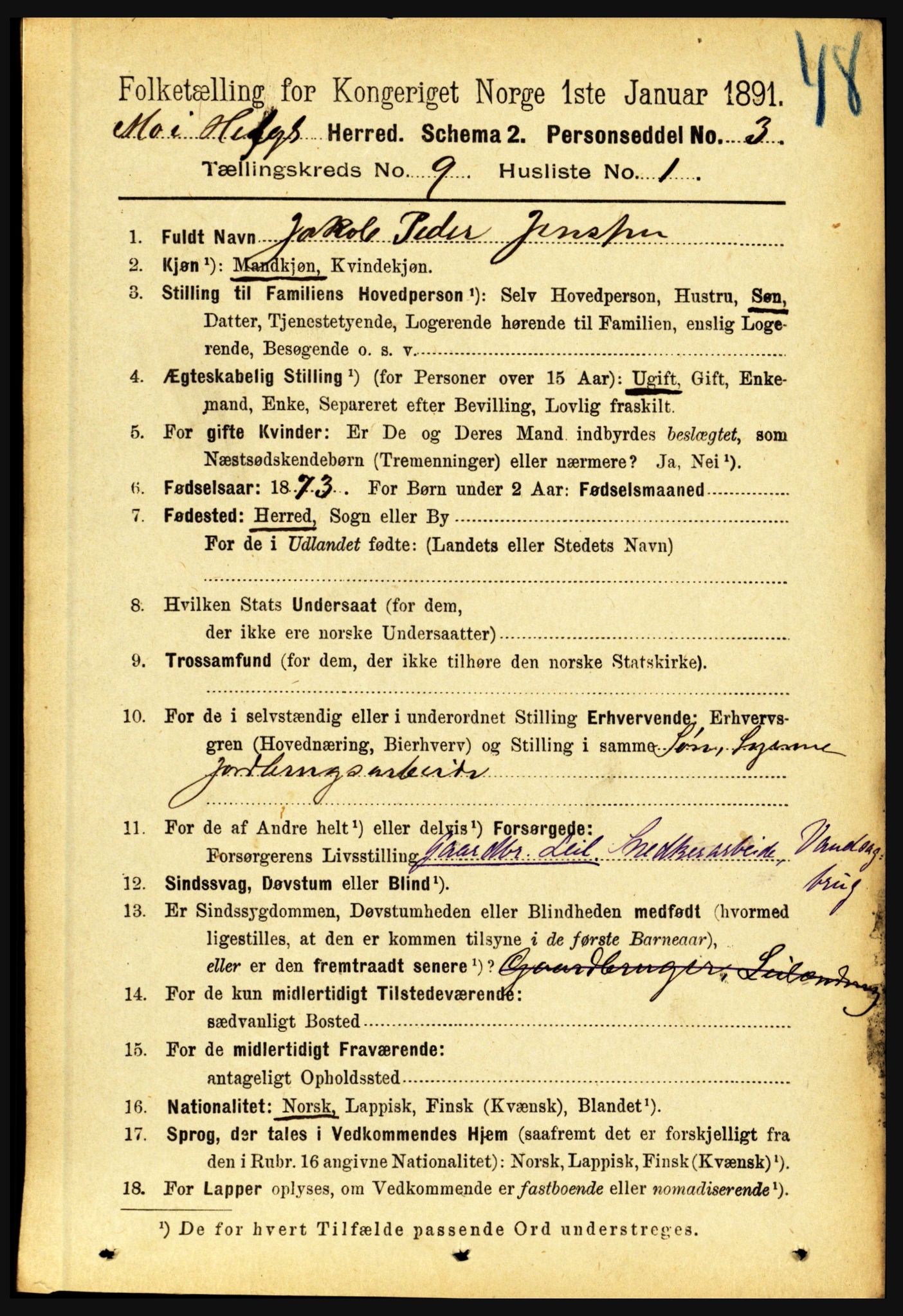 RA, 1891 census for 1833 Mo, 1891, p. 3603