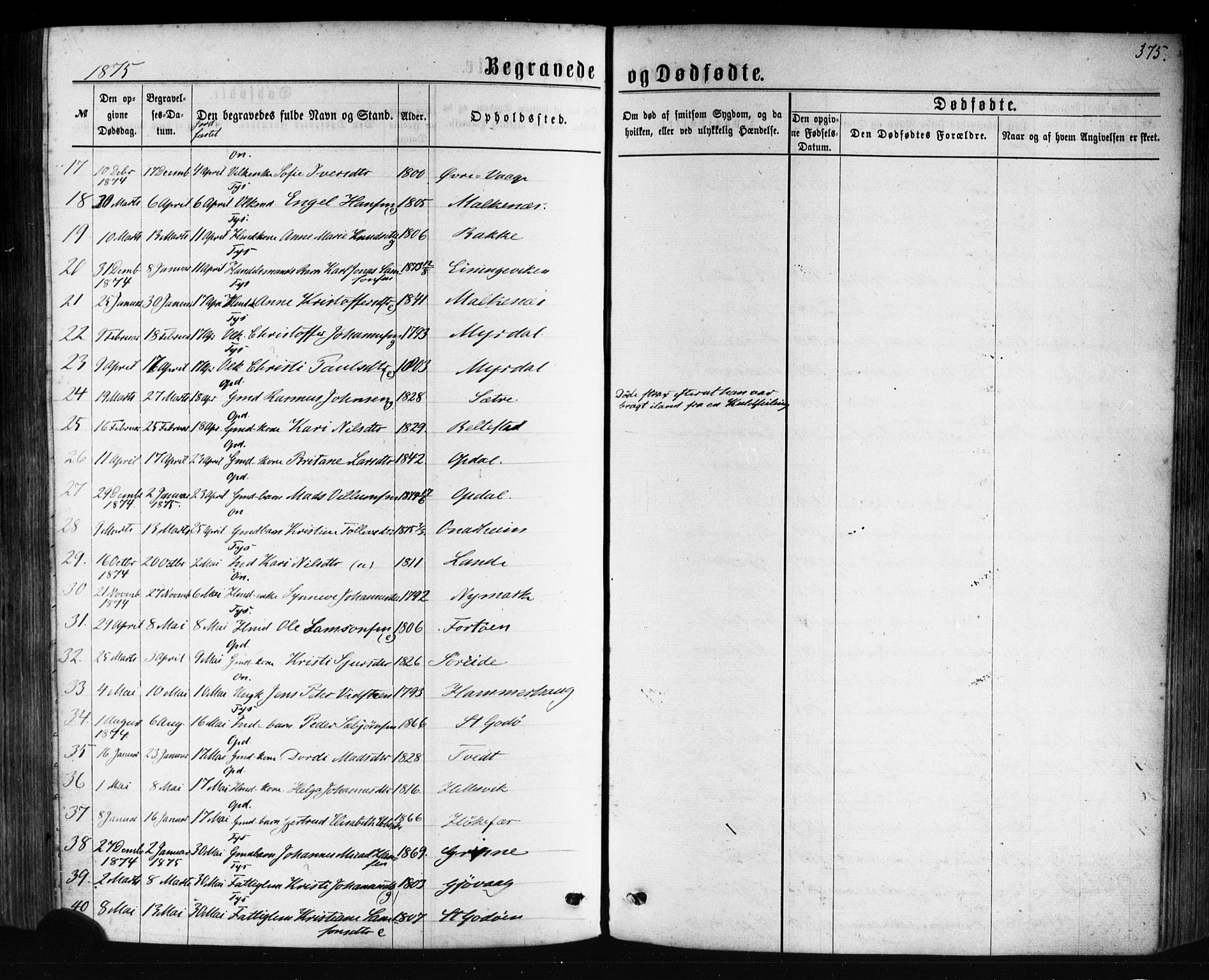 Tysnes sokneprestembete, AV/SAB-A-78601/H/Haa: Parish register (official) no. A 12, 1872-1886, p. 375